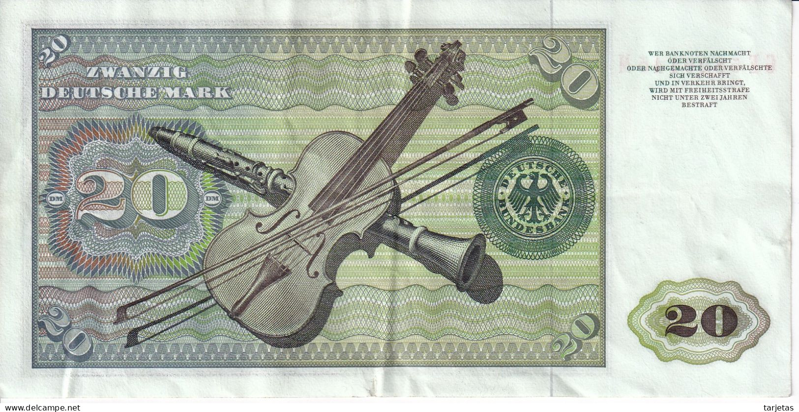 BILLETE DE ALEMANIA DE 20 MARK DEL AÑO 1970  (BANKNOTE) - 20 Deutsche Mark