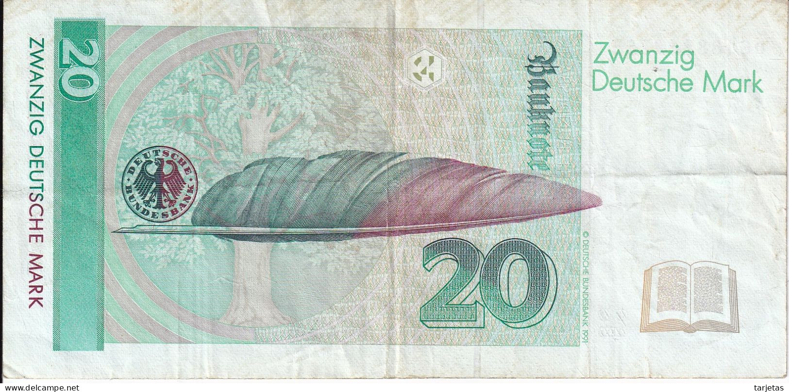 BILLETE DE ALEMANIA DE 20 MARK DEL AÑO 1993  (BANKNOTE) - 20 Deutsche Mark