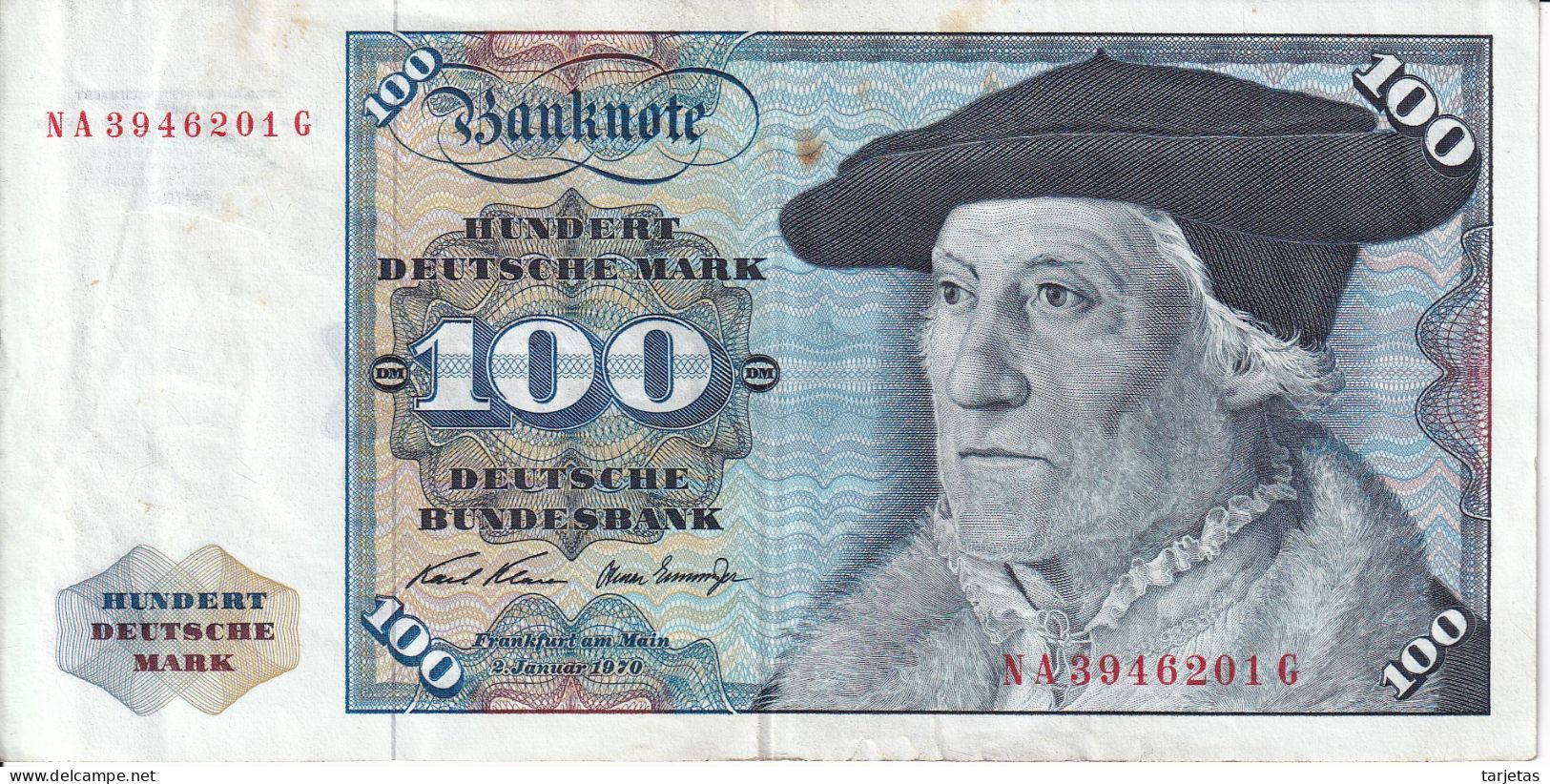 BILLETE DE ALEMANIA DE 100 MARK DEL AÑO 1970  (BANKNOTE) - 100 Deutsche Mark