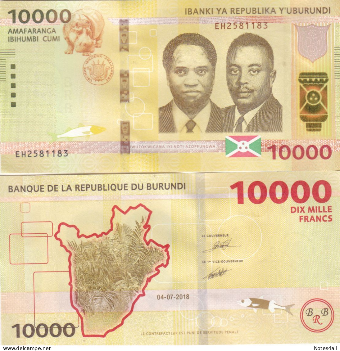 BURUNDI 10000 FRANCS 2018 P 54 UNC - Burundi