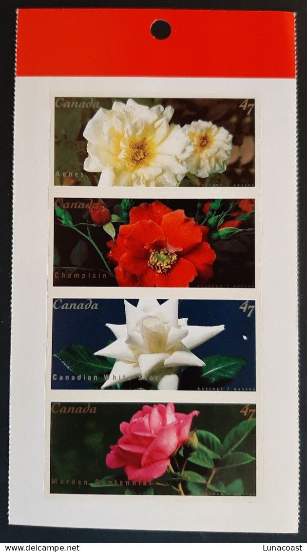 Canada 2001 MNH **  Sc  1914a, Booklet Pane Of 4 X 47c Die Cut, Roses - Neufs