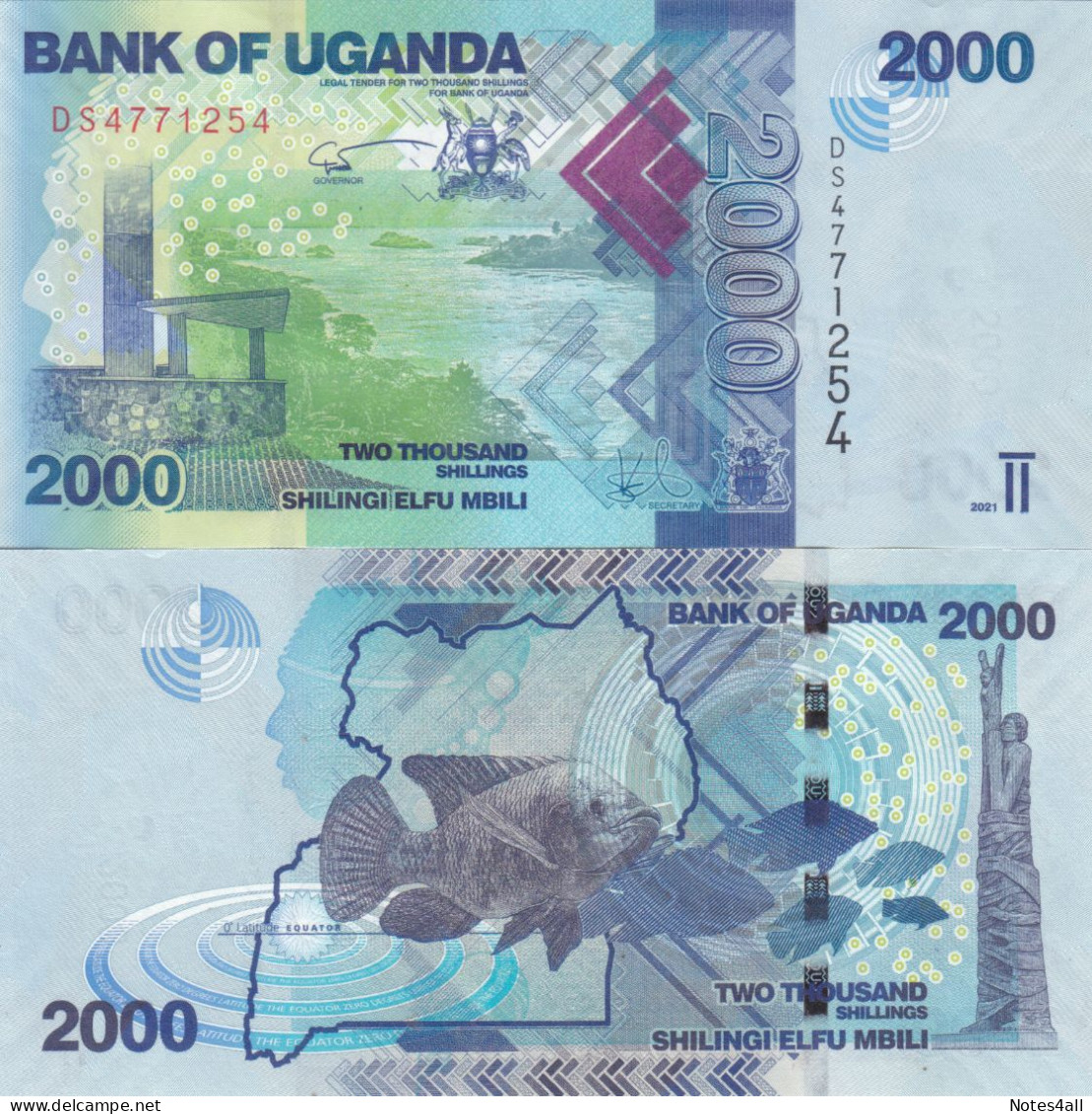 UGANDA 2000 SHILINGS 2021 P- 50 UNC - Burundi