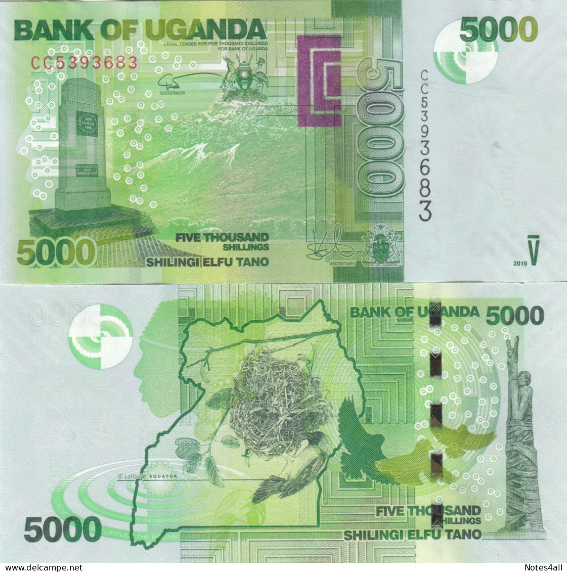 UGANDA 5000 SHILINGS 2019 P- 51 UNC - Burundi