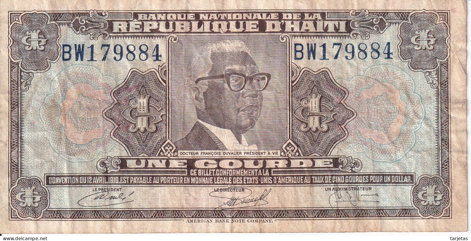 BILLETE DE HAITI DE 1 GOURDE DEL AÑO 1973 (BANK NOTE) - Haïti