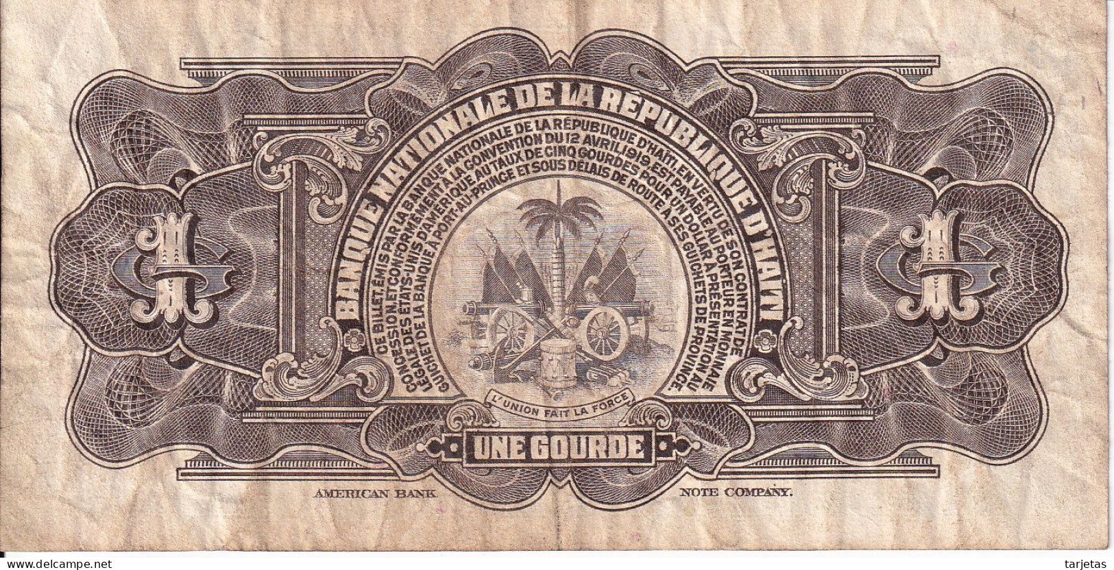 BILLETE DE HAITI DE 1 GOURDE DEL AÑO 1973 (BANK NOTE) - Haïti