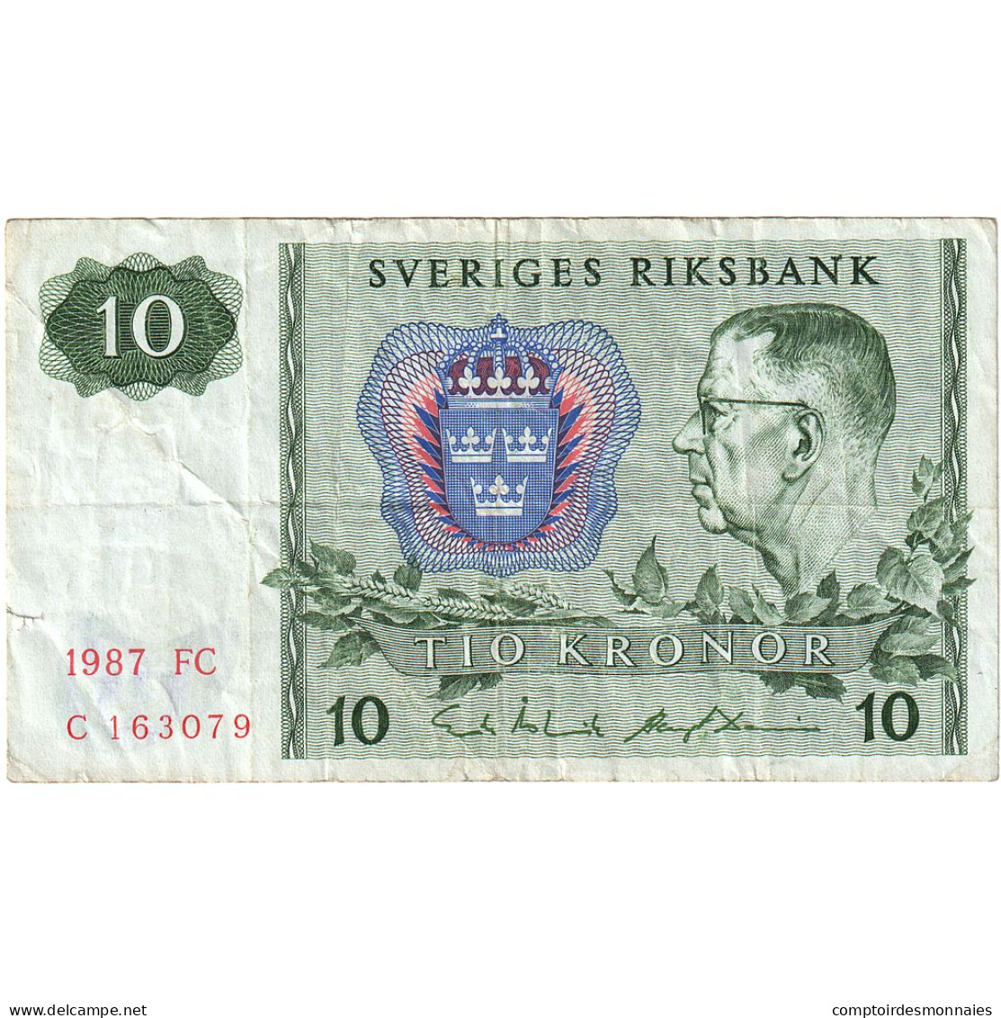 Suède, 10 Kronor, 1987, KM:52e, TB - Suède