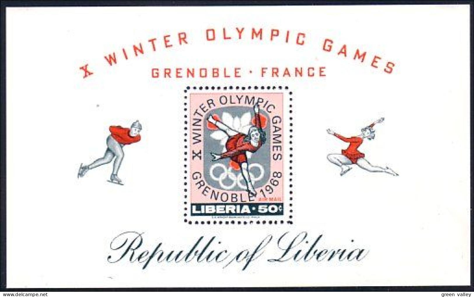Liberia Patinage Skating Grenoble 68 MNH ** Neuf SC (A51-814) - Invierno 1968: Grenoble