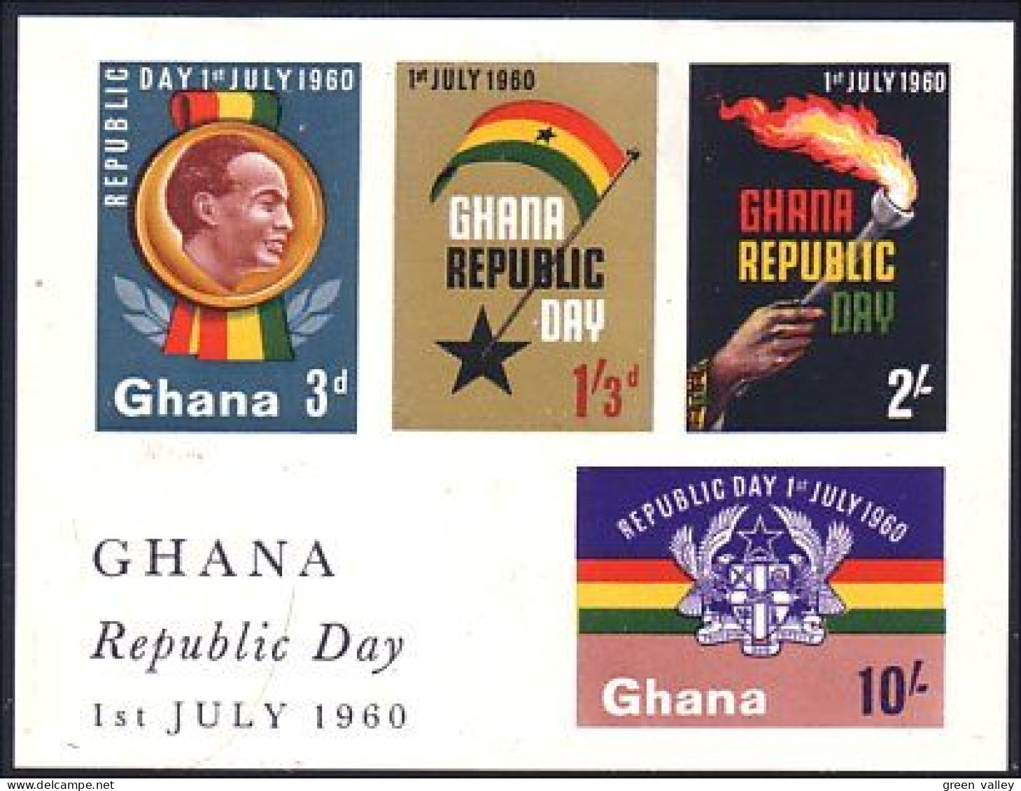 Ghana Drapeau Flag Non Dentelé Imperforate MH * Neuf Avec CH (A51-802c) - Francobolli