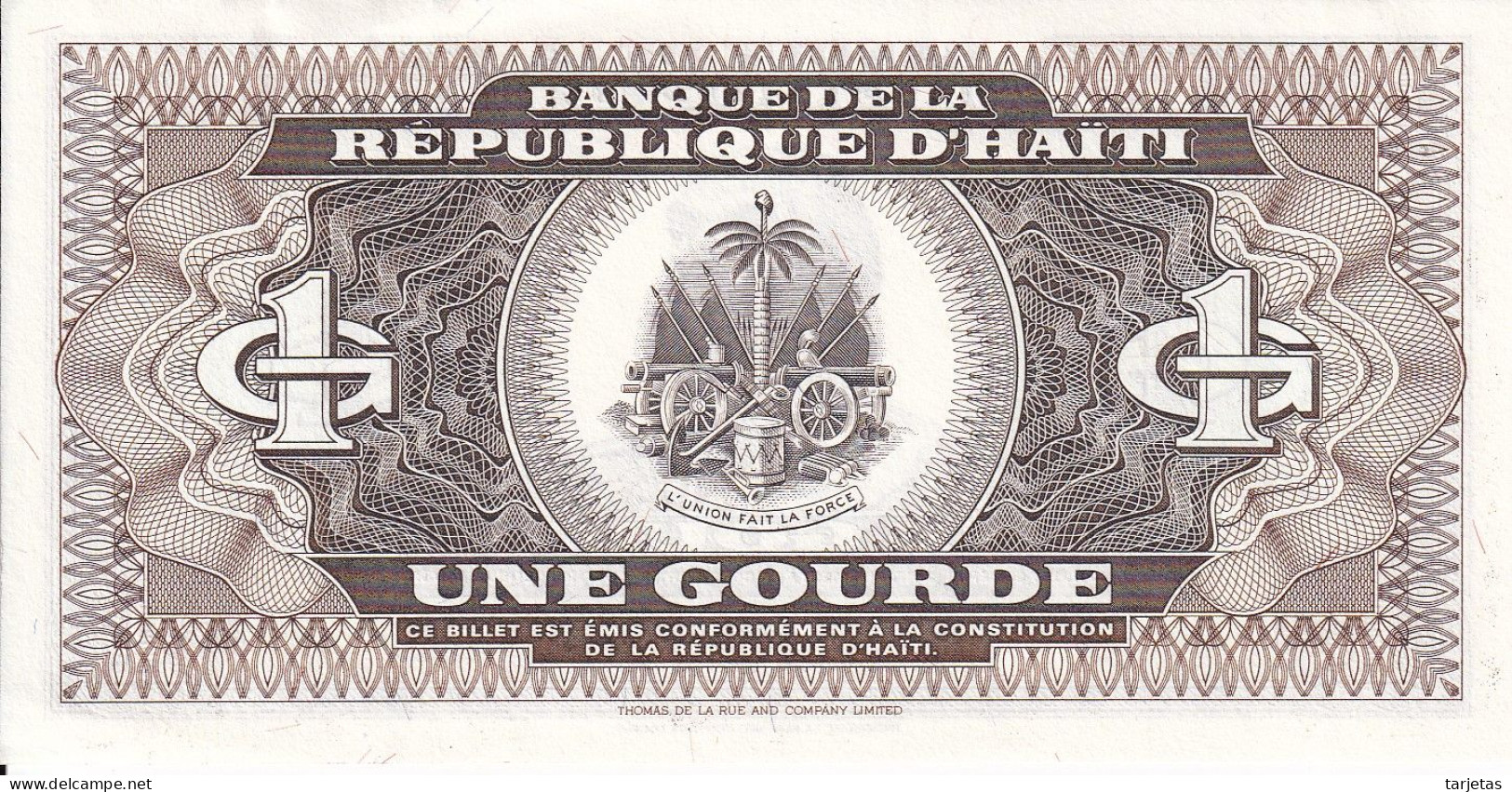 BILLETE DE HAITI DE 1 GOURDE DEL AÑO 1992 SIN CIRCULAR (UNC) (BANK NOTE) - Haiti