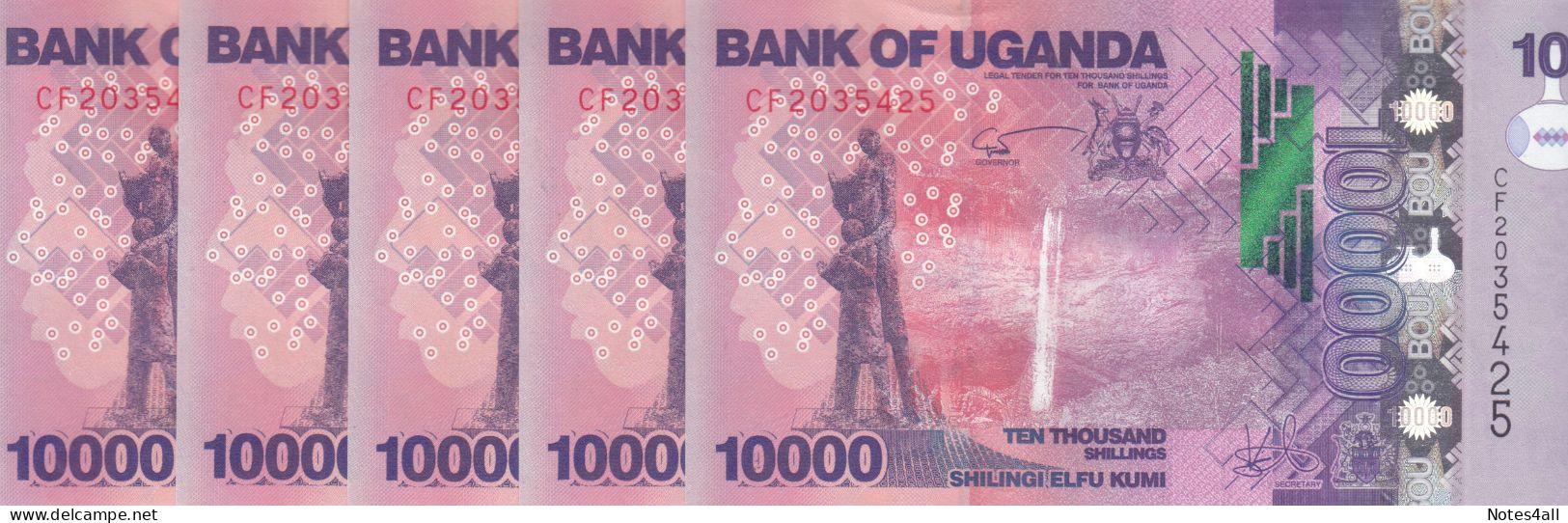 UGANDA 10000 SHILINGS 2019 P- 52 Lot X5 UNC - Burundi