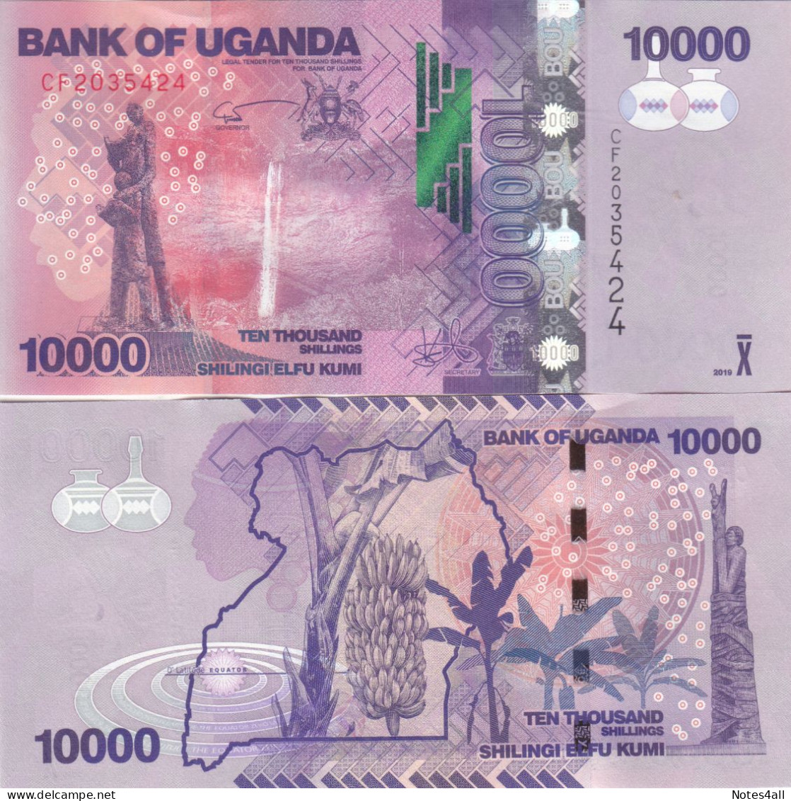 UGANDA 10000 SHILINGS 2019 P- 52 Lot X5 UNC - Burundi