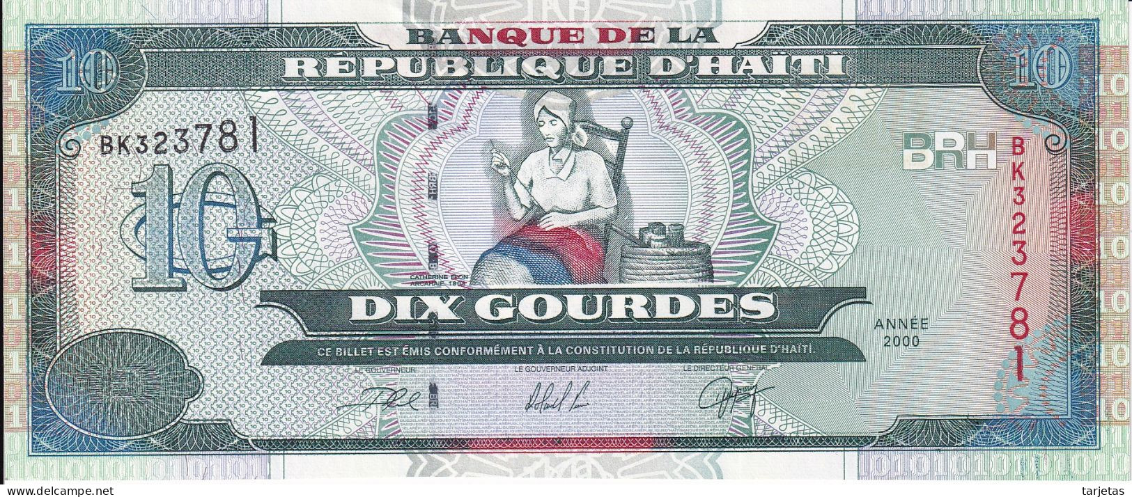 BILLETE DE HAITI DE 10 GOURDES DEL AÑO 2000 SIN CIRCULAR (UNC) (BANK NOTE) - Haïti