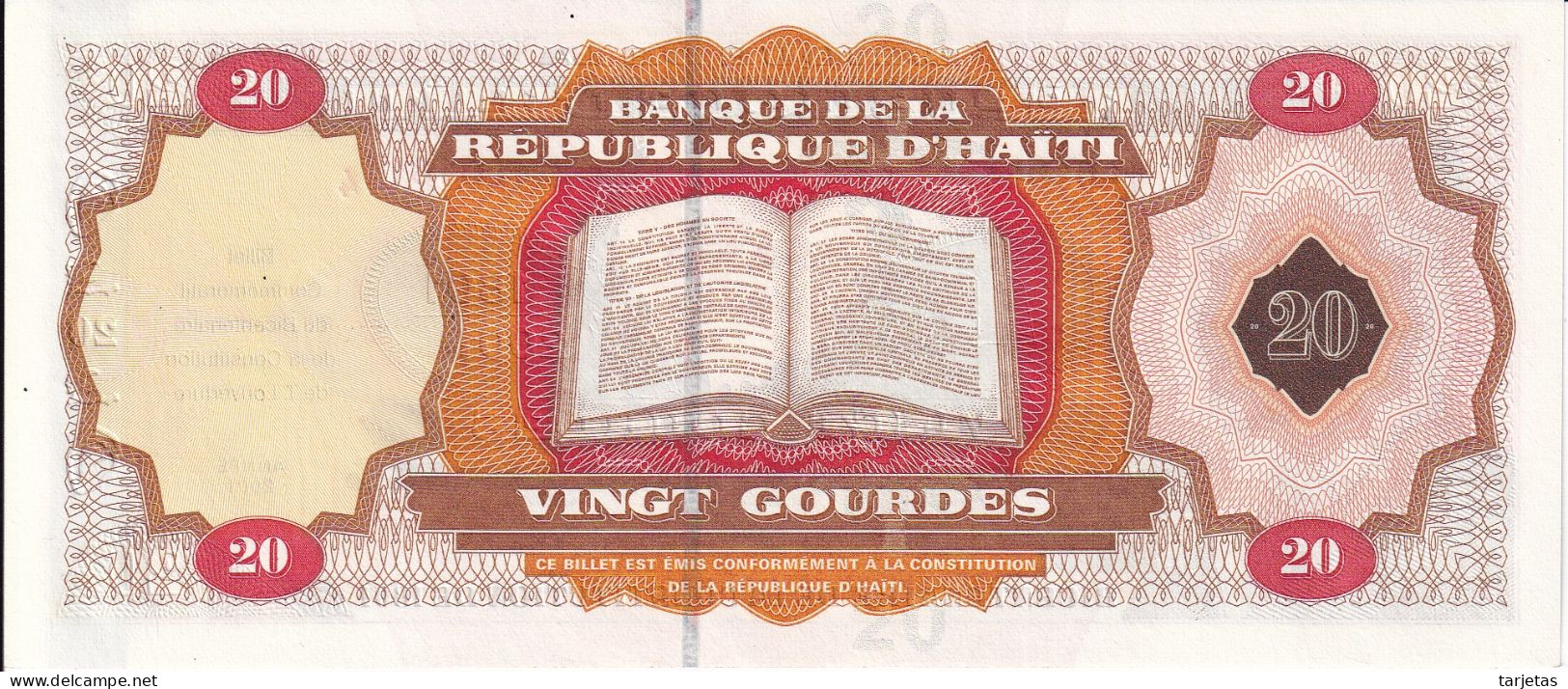 BILLETE DE HAITI DE 20 GOURDES DEL AÑO 2001 SIN CIRCULAR (UNC) (BANK NOTE) CONMEMORATIVO - Haiti