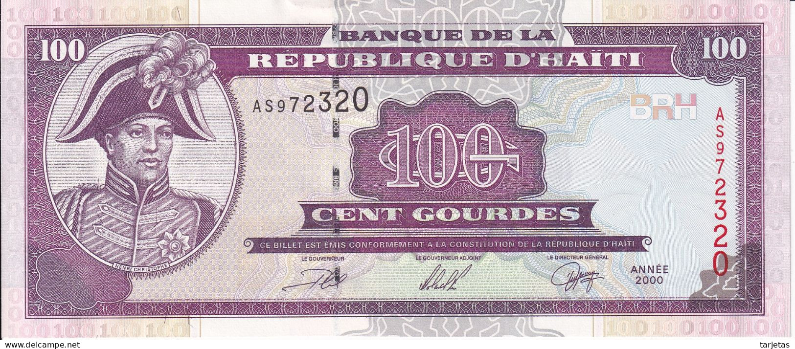 BILLETE DE HAITI DE 100 GOURDES DEL AÑO 2000 SIN CIRCULAR (UNC) (BANK NOTE) - Haiti
