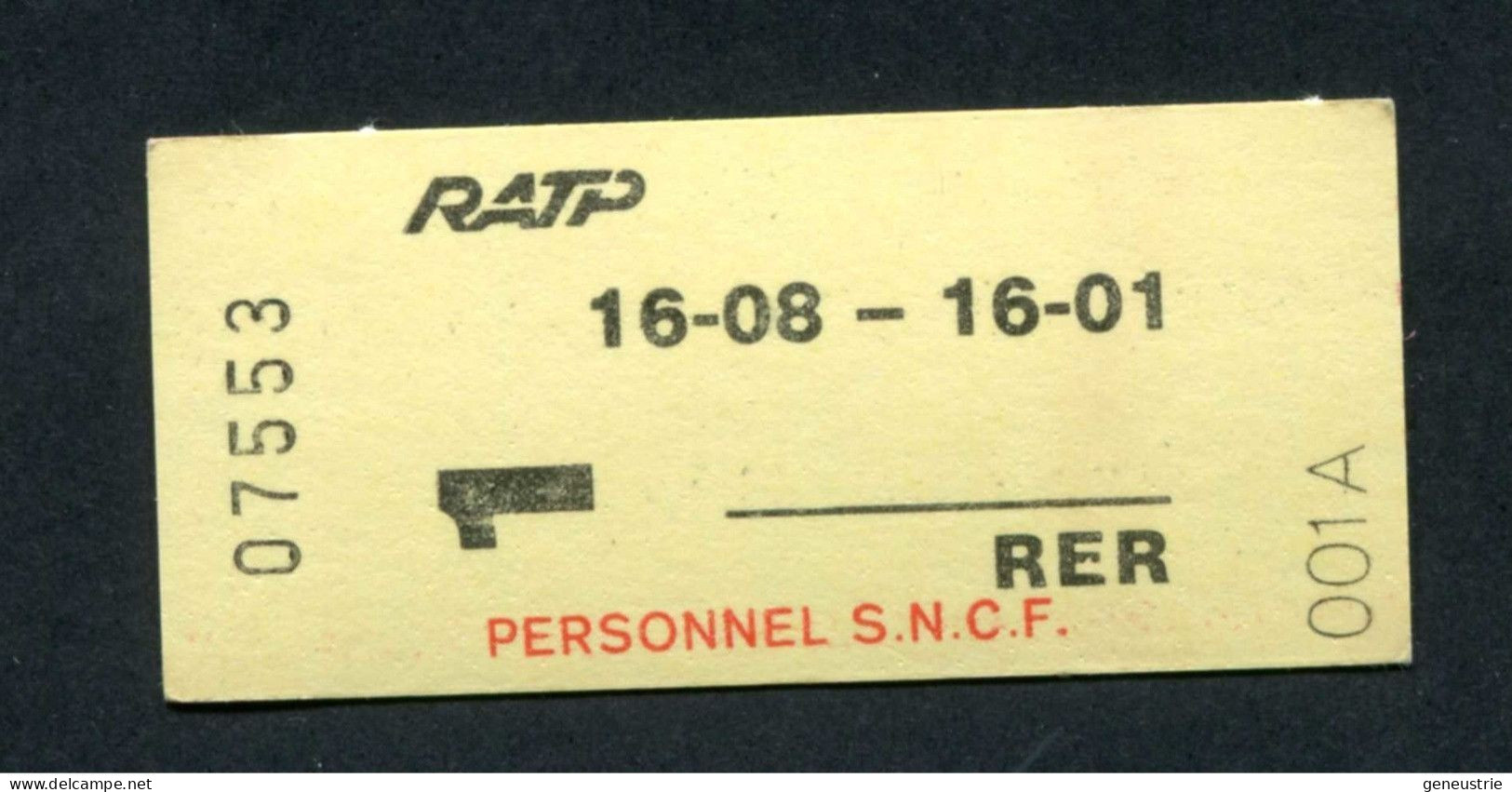 Neuf ! Ticket De Métro / RER - SNCF / RATP Pour Le Personnel SNCF (Billet 1ère Classe Boissy Saint Leger / Paris Nation) - Europa