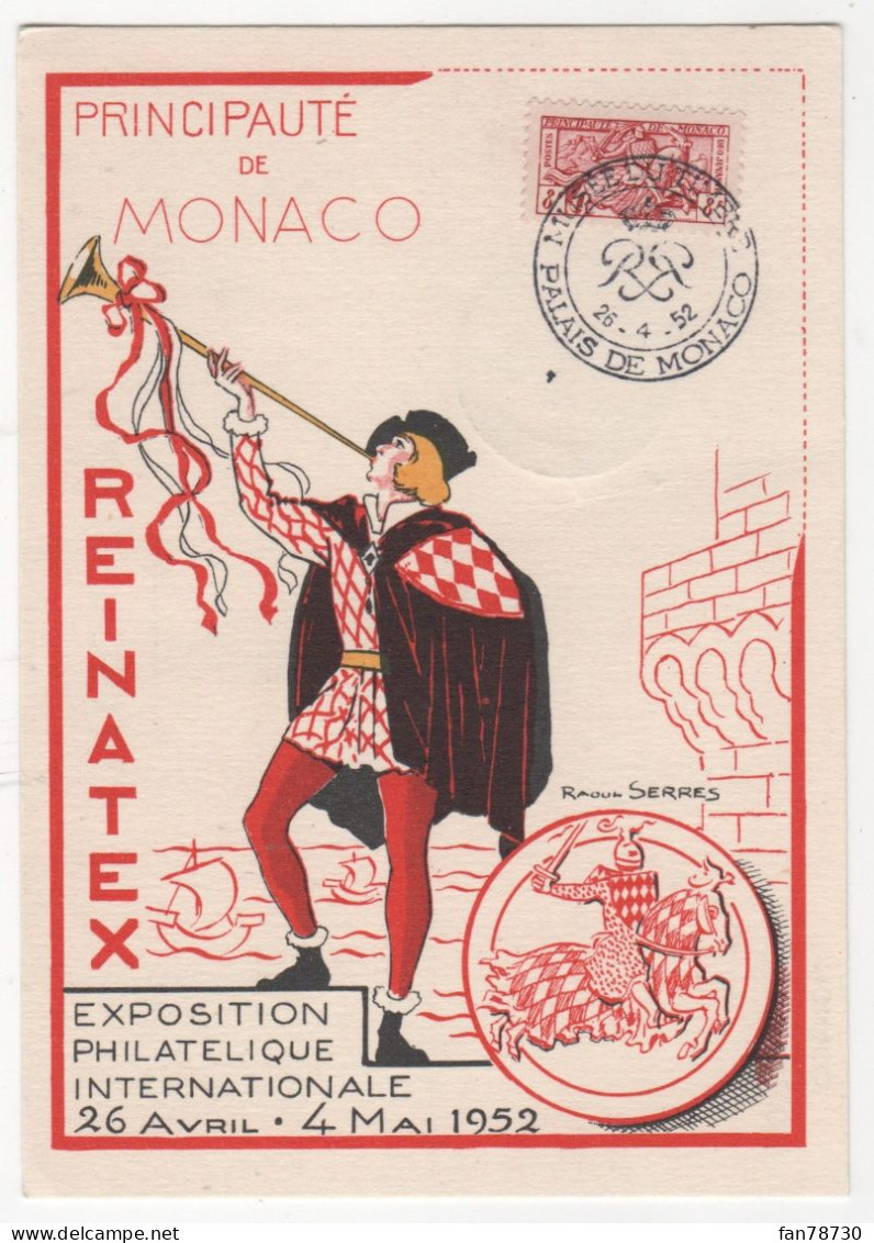 Monaco 1952  Carte Postale Timbrée  - Expo Philatélique Internationale 26 Avril - 4 Mai 1952 - Frais Du Site Déduits - Postwaardestukken