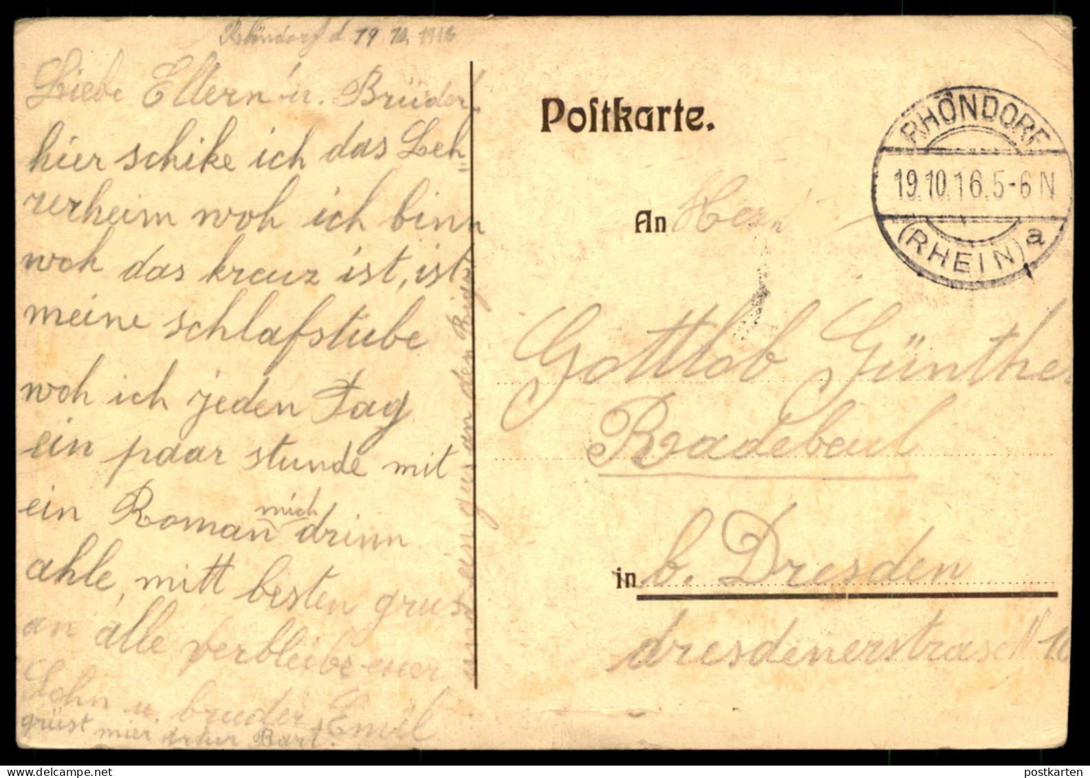 ALTE POSTKARTE RHÖNDORF LEHRERHEIM VORDERANSICHT 1916 BAD HONNEF AK Ansichtskarte Cpa Postcard - Röhndorf