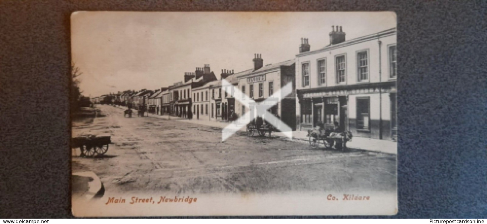 NEWBRIDGE MAIN STREET COUNTY KILDARE B/W POSTCARD IRELAND MHOW BARRACKS POSTMARK - Kildare