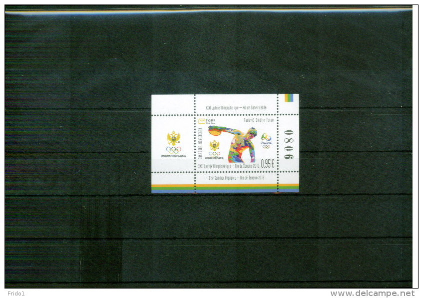 Montenegro 2016 Rio De Janeiro Olympic Games Block Postfrisch / MNH - Verano 2016: Rio De Janeiro