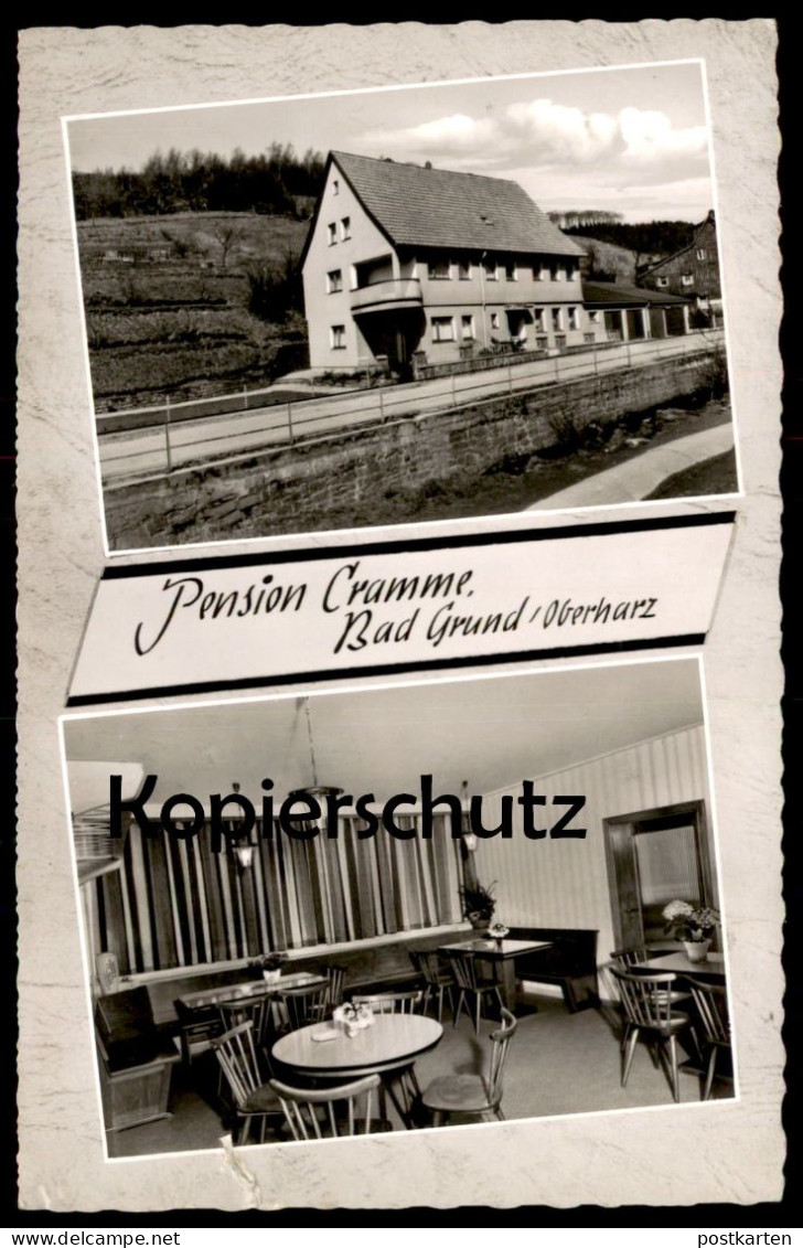 ÄLTERE POSTKARTE BAD GRUND PENSION CRAMME RESTAURANT LIEGEWIESE GARAGEN OBERHARZ HARZ Ansichtskarte AK Cpa Postcard - Bad Grund