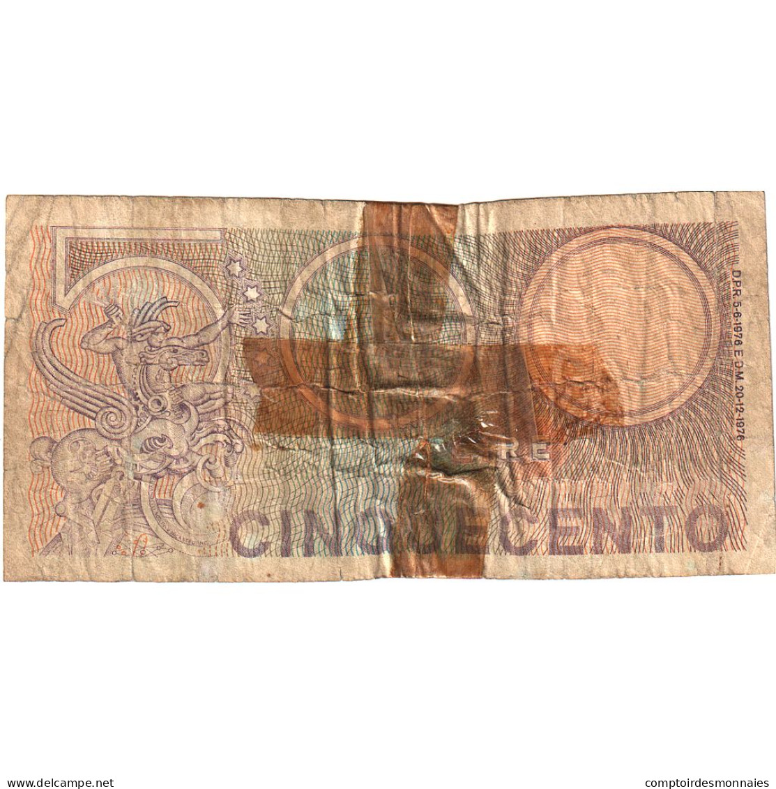 Italie, 500 Lire, 1976, 1976-12-20, KM:94, AB - 500 Liras