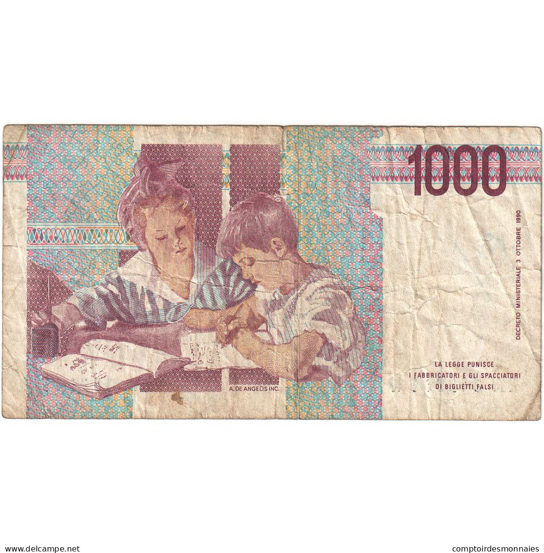 Italie, 1000 Lire, 1990, 1990-10-03, KM:114a, B - 1000 Liras