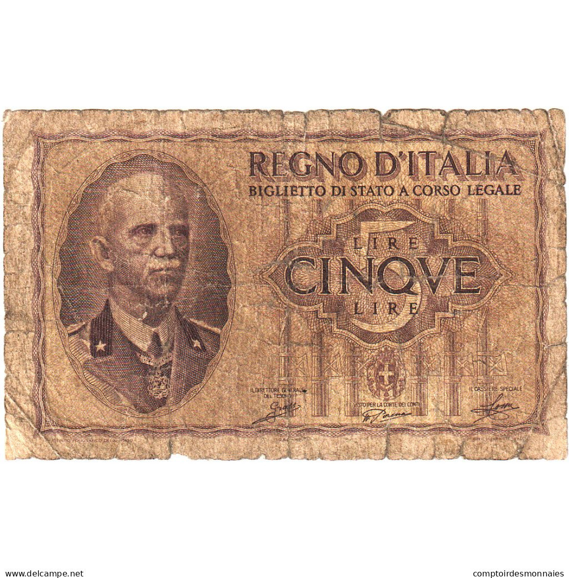 Italie, 5 Lire, KM:28, B - Regno D'Italia – 5 Lire