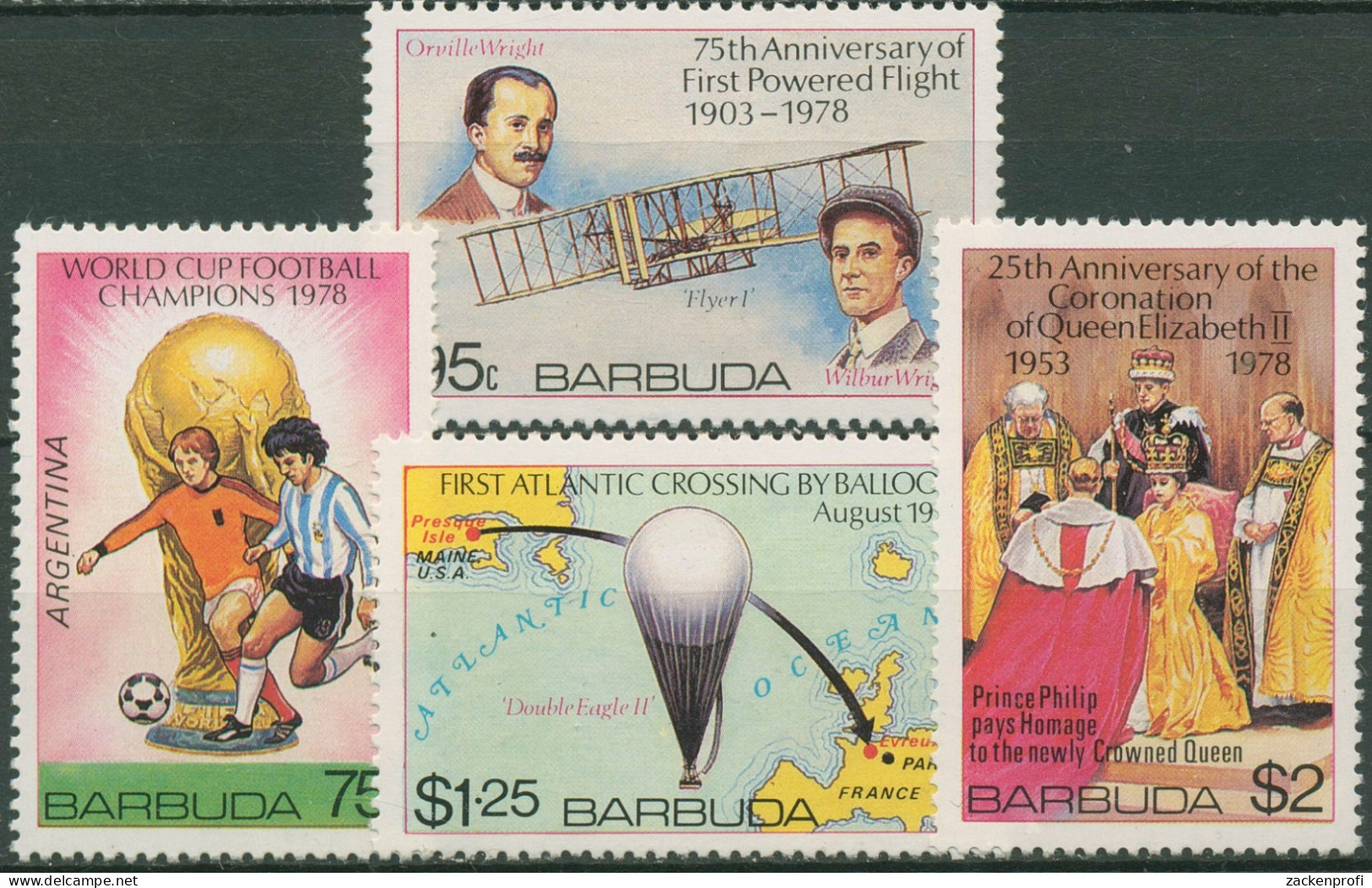 Barbuda 1978 Ereignisse Fußball-WM Luftfahrt Krönungszeremonie 430/33 Postfrisch - Barbuda (...-1981)