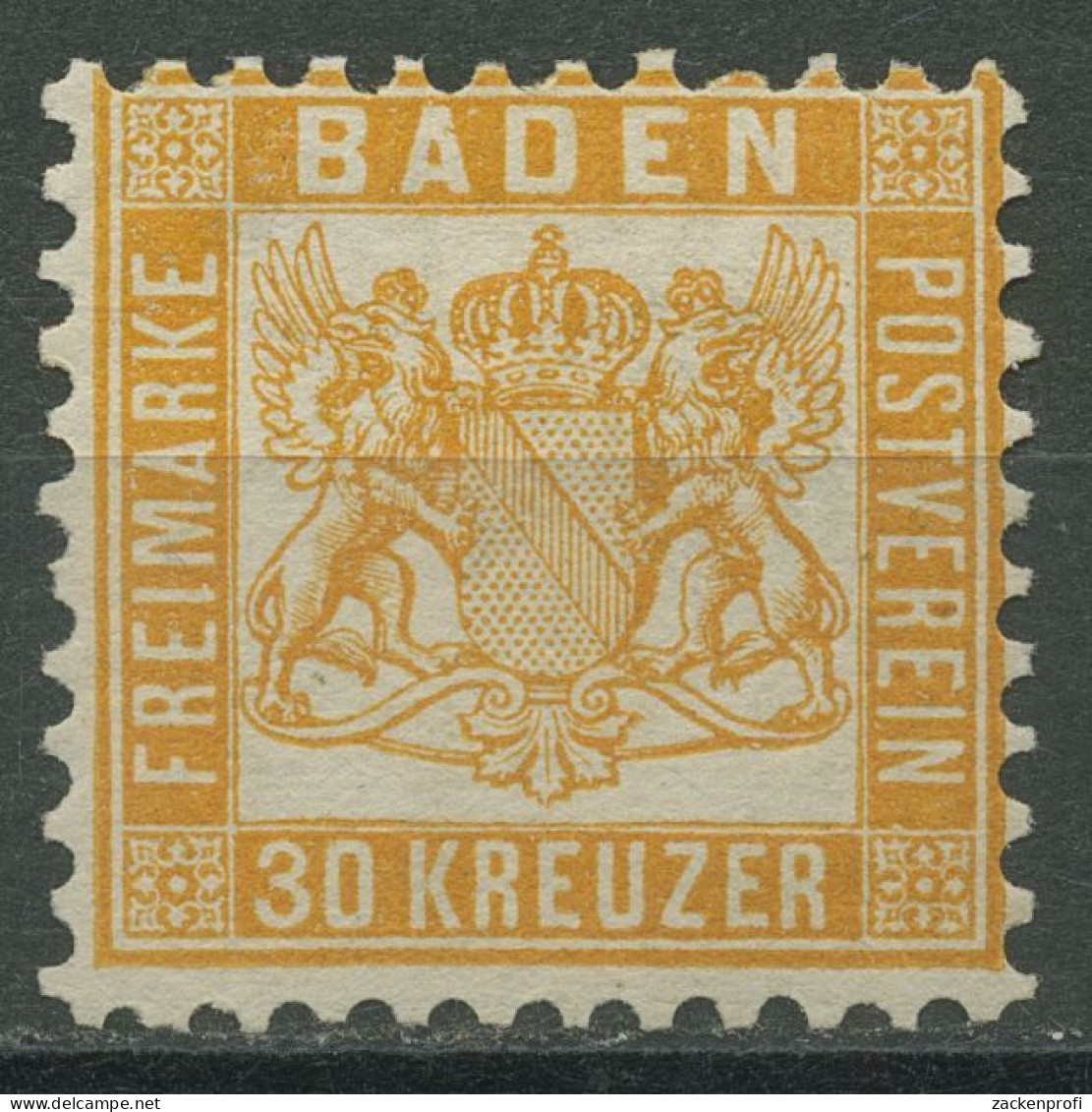 Baden 1862/66 30 Kreuzer Lebhaftgelborange 22 A Ungebraucht Ohne Gummierung - Postfris