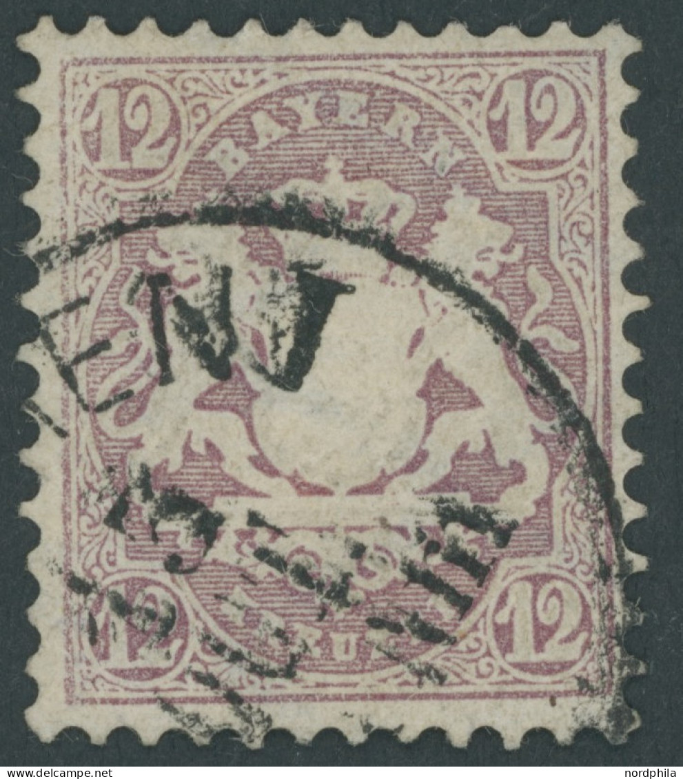 BAYERN 26X O, 1870, 12 Kr. Dunkelbraunpurpur, Wz. Enge Rauten, Kleine Rückseitige Aufrauhung Sonst Pracht, Gepr. Staraus - Used