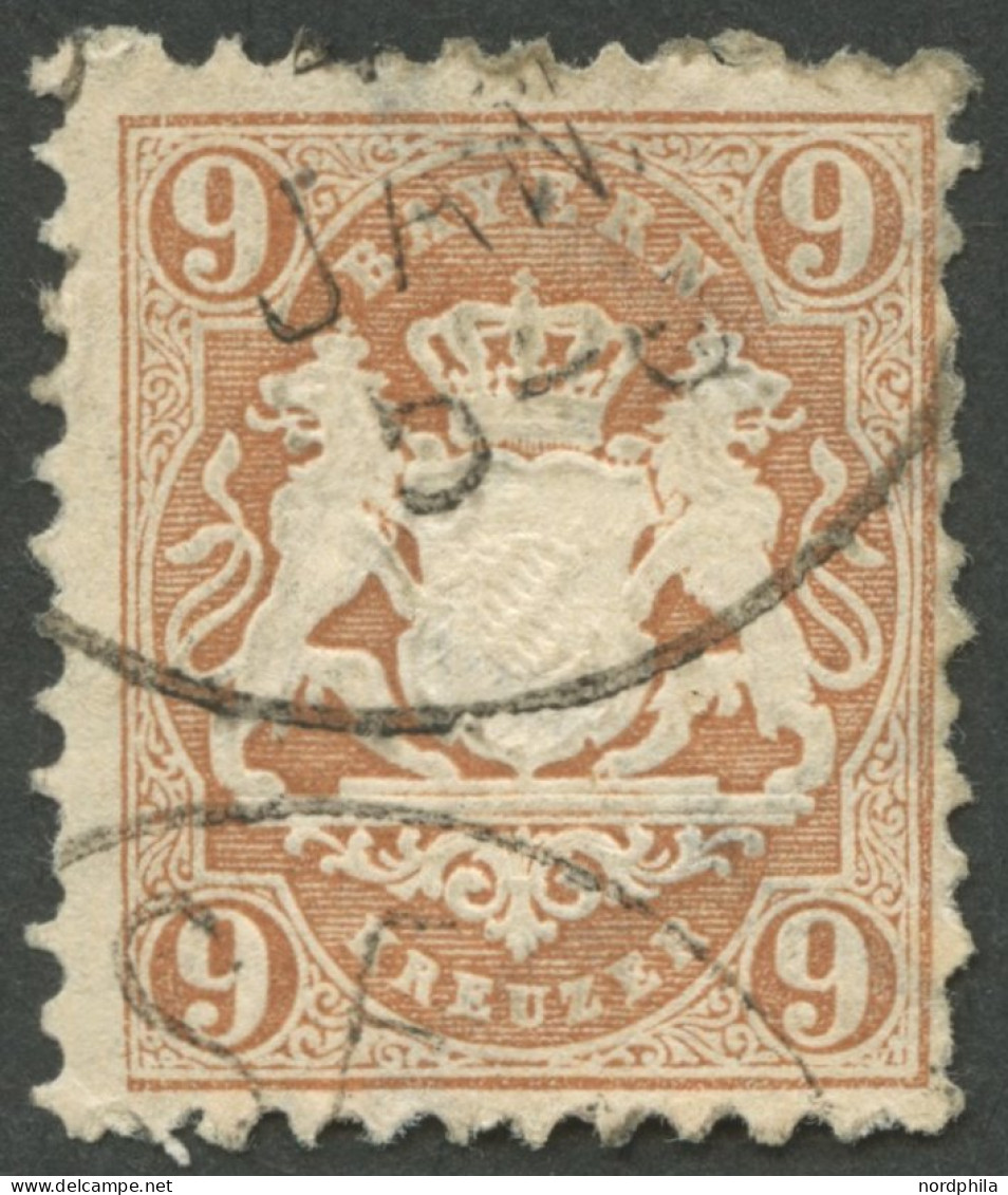 BAYERN 28X O, 1870, 9 Kr. Braun, Wz. Enge Rauten, Ein Paar Kurze Zähne Sonst Pracht, Kurzbefund Stegmüller, Mi. 600.- - Afgestempeld