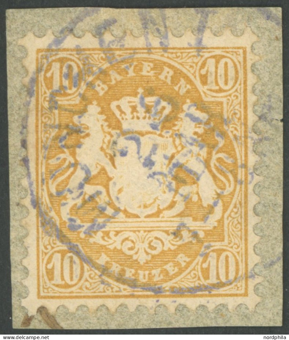 BAYERN 29Xb BrfStk, 1873, 10 Kr. Dunkelgelb, Wz. Enge Rauten, Bläulicher K1 MÜNCHEN, Kabinettbriefstück, Gepr. U.a. Pfen - Used