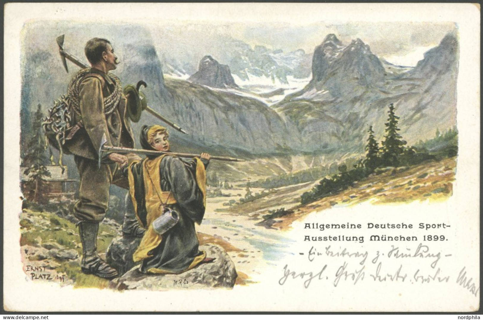 BAYERN PP 15C12/017 BRIEF, Privatpost: 1899, 5 Pf. Wappen Deutsche Sport-Ausstellung - Bergsteiger Mit Kind Vor Alpenpan - Postwaardestukken