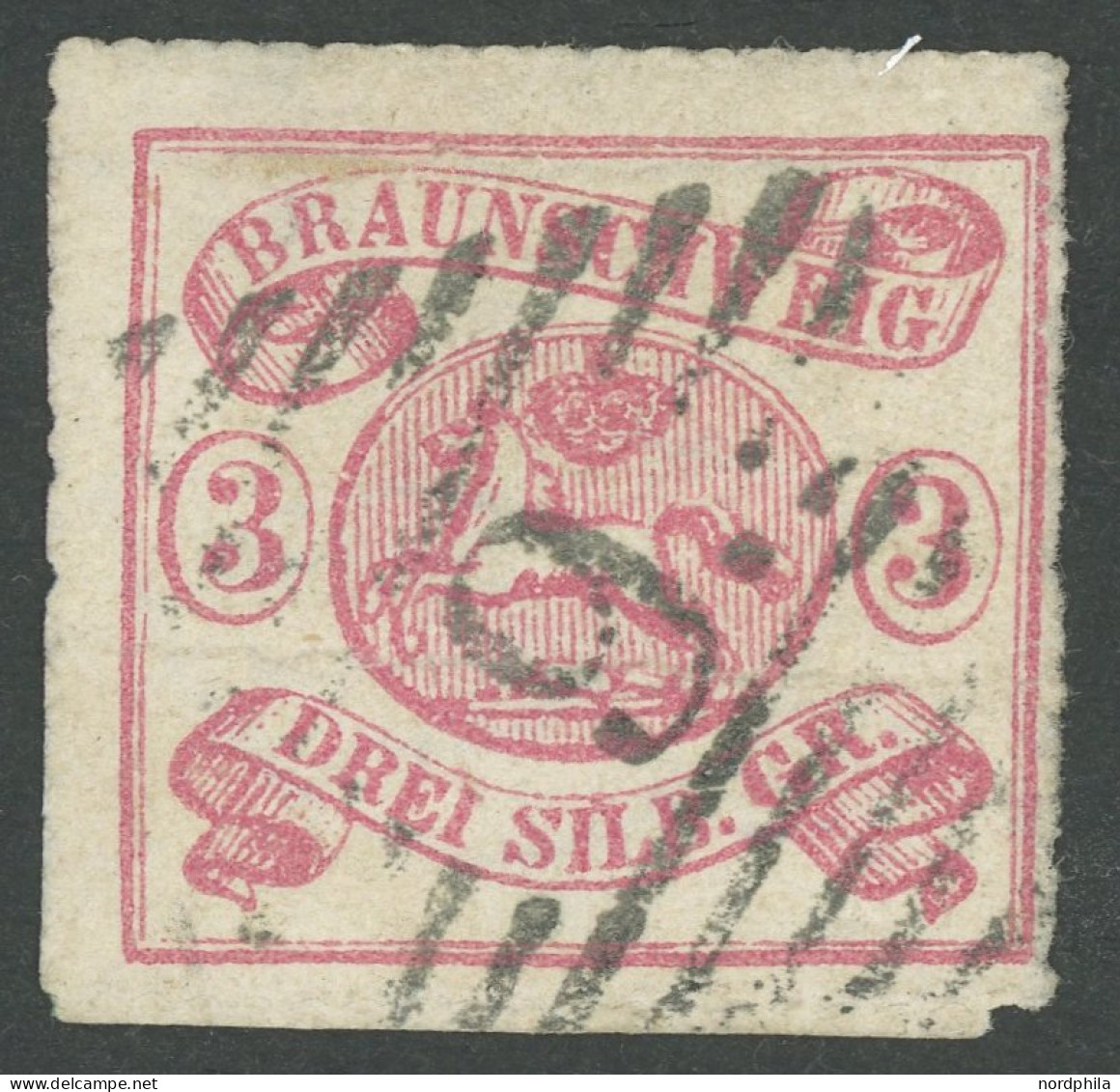 BRAUNSCHWEIG 16 O, 1864, 3 Sgr. Lilarot, Feinst, Gepr. Pfenninger Und Kurzbefund Lange, Mi. 650.- - Braunschweig