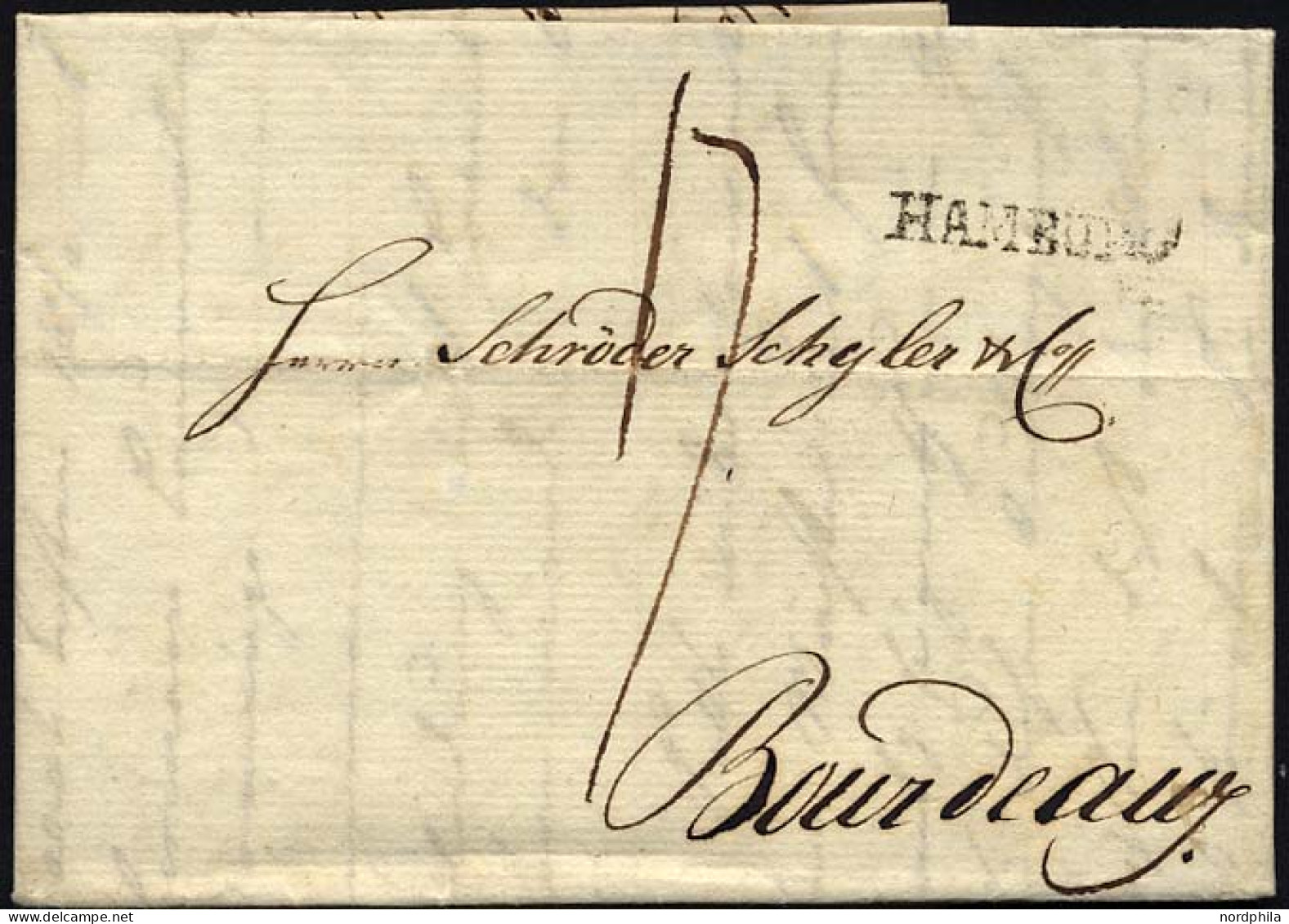 HAMBURG VORPHILA 1801, HAMBURG, L1 Auf Brief Nach Bordeaux, Pracht - Otros & Sin Clasificación