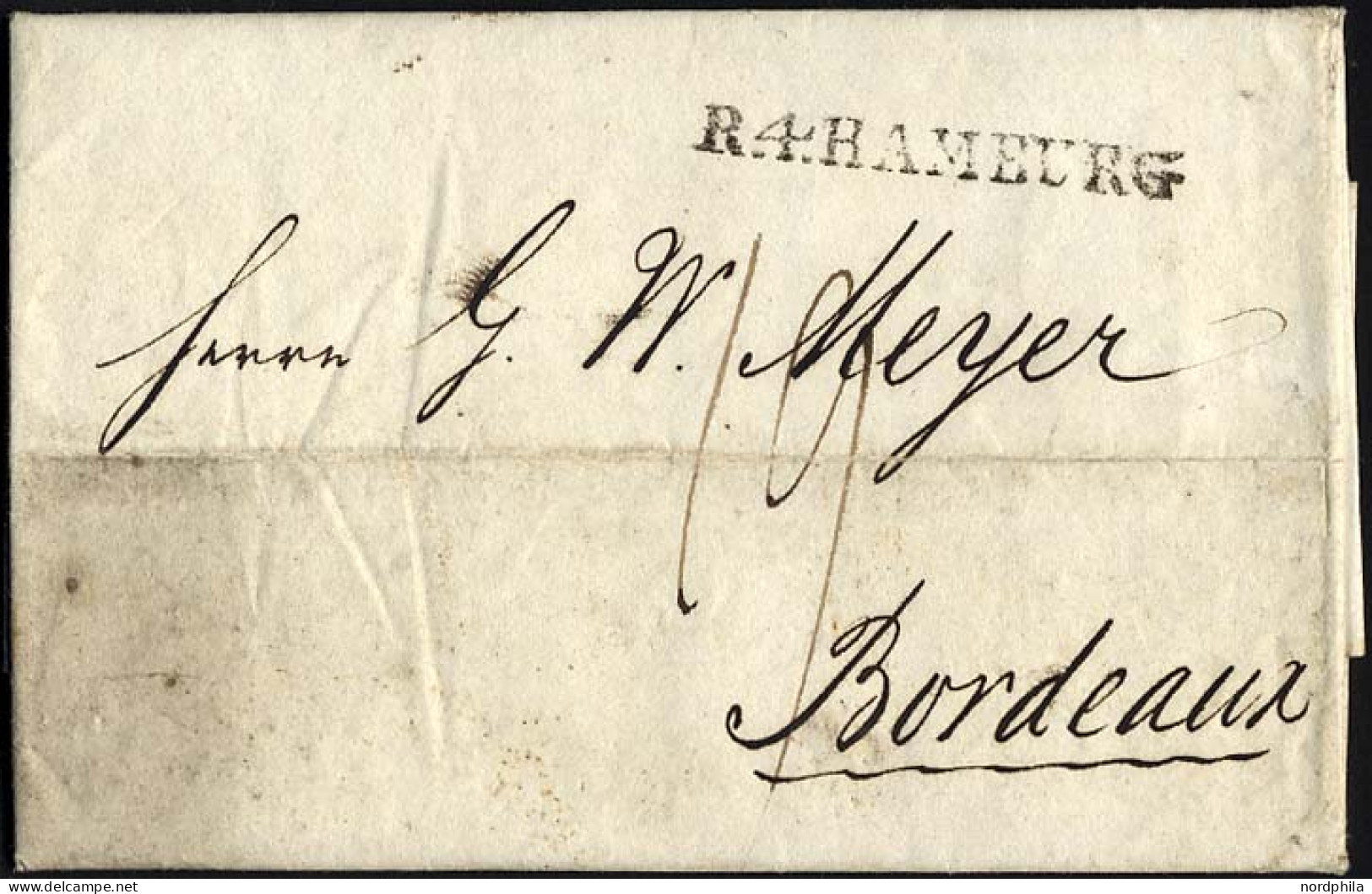 HAMBURG VORPHILA 1805, R.4. HAMBURG, L1 Auf Brief Nach Bordeaux, Feinst - Prephilately