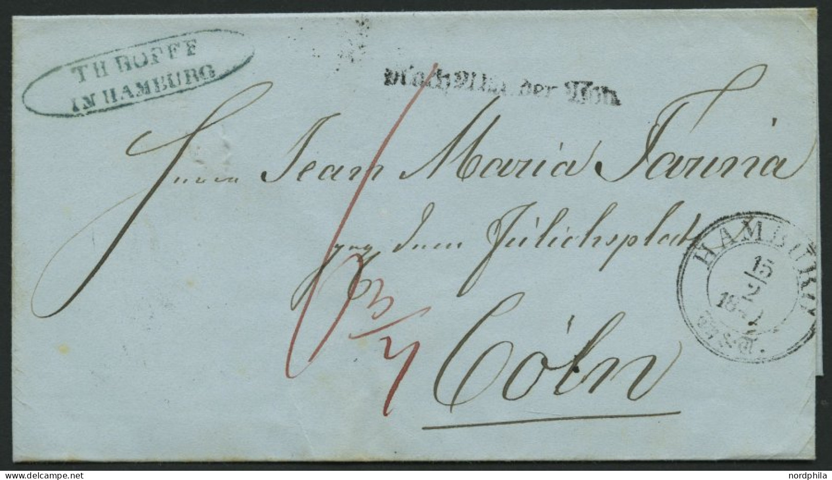 HAMBURG - THURN UND TAXISCHES O.P.A. 1842, HAMBURG Th.& T., K3 Auf Brief Nach Köln, L1 Nach Abgang Der Post, Pracht - Vorphilatelie