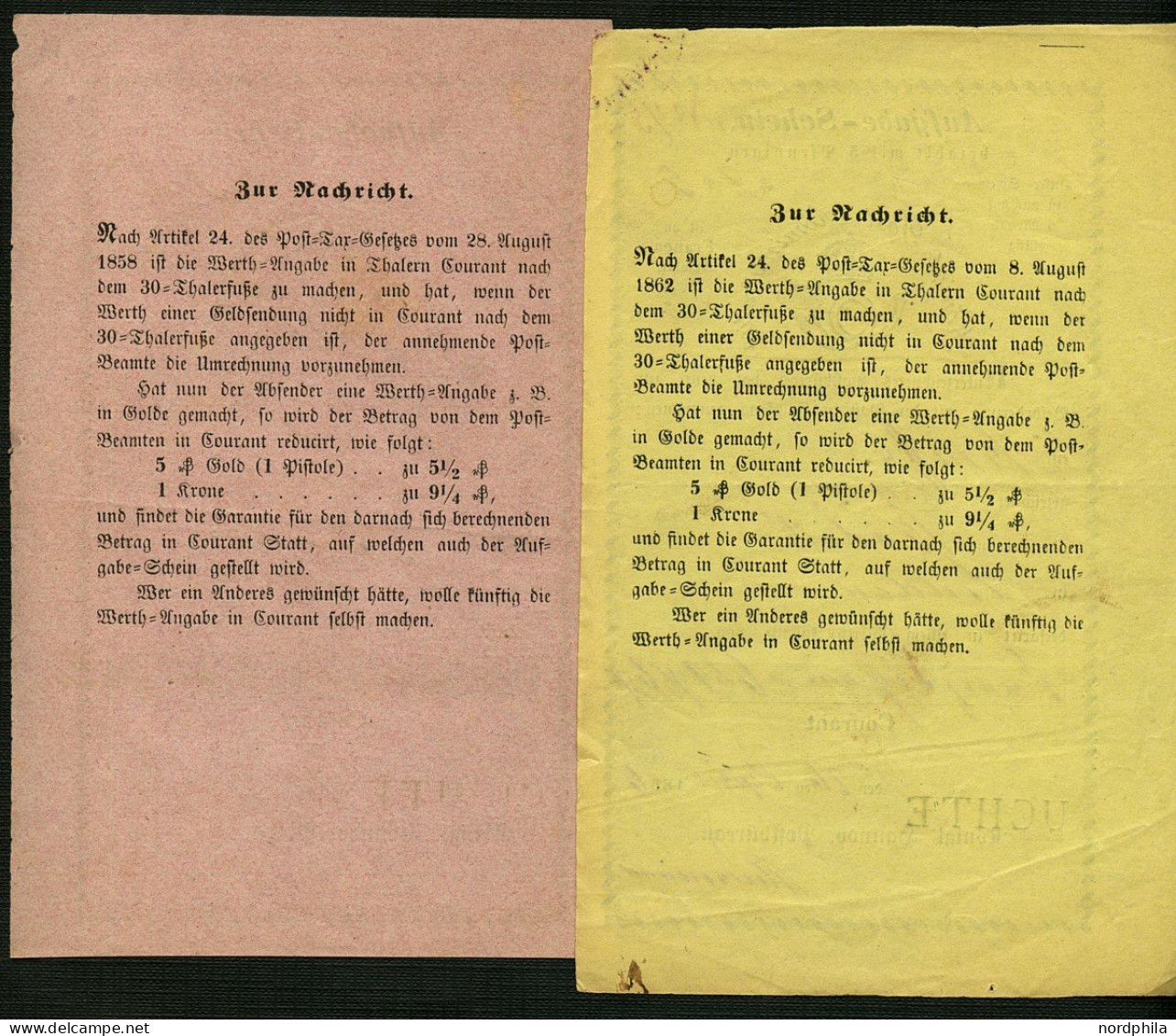 HANNOVER Königreich Hannover, Ort Uchte Zwischen 1839/1868, 6 Verschiedene Post-Einlieferungsscheine Mit Text: No 13b /  - Préphilatélie