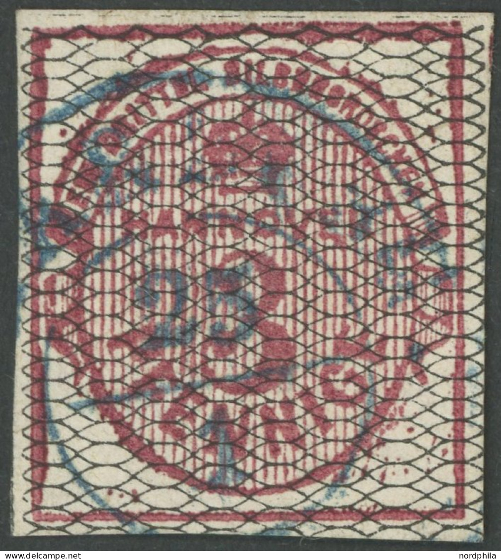 HANNOVER 8a O, 1856, 3 Pf. Dunkelrötlichkarmin, Schwarz Genetzt, Pracht, Mi. 320.- - Hanovre