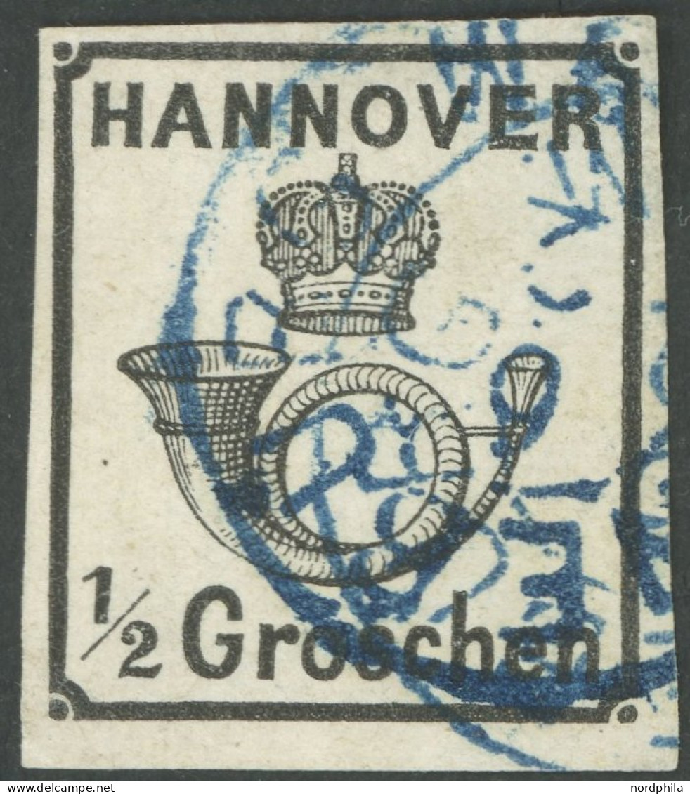 HANNOVER 17y O, 1860, 1/2 Gr. Schwarz, Pracht, Gepr. W. Engel, Mi. 250.- - Hanovre