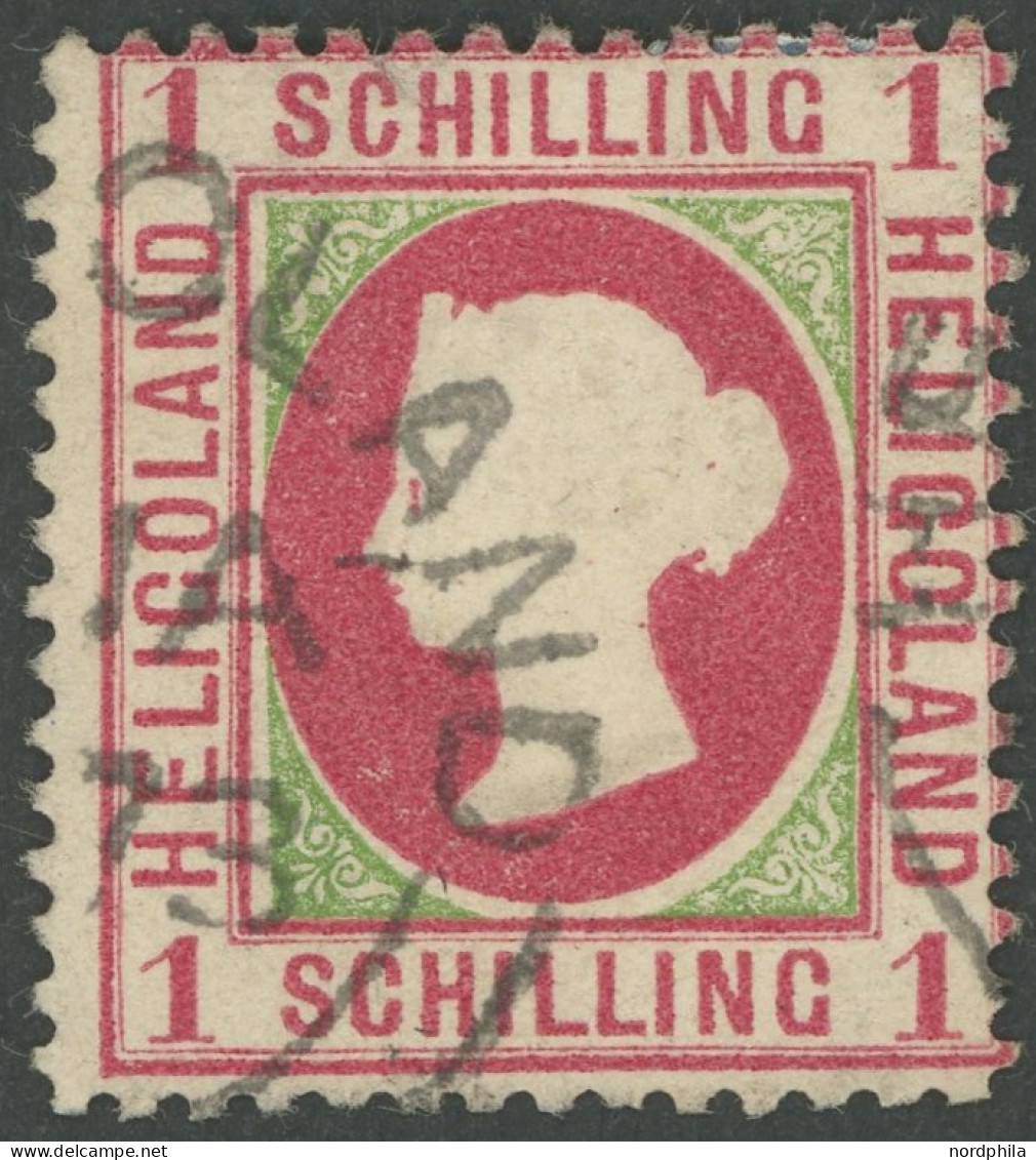HELGOLAND 7a O, 1871, 1 S. Karmin/gelblichgrün, Winzige Helle Stellen Sonst Farbfrisches Prachtstück, Fotobefund Heitman - Heligoland