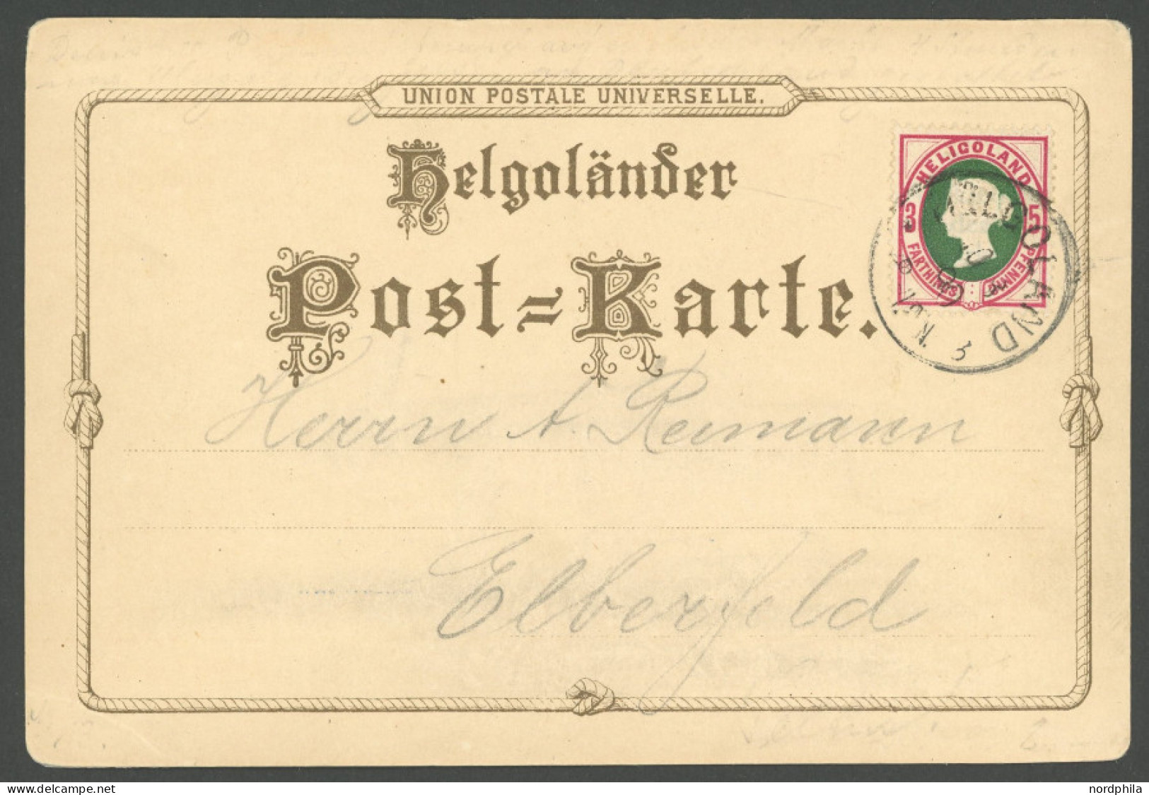 HELGOLAND 13b BRIEF, 1890, 5 Pf. Lebhaftlilakarmin, Einzelfrankatur Auf Gruss Aus...- Karte Mit K1 HELGOLAND B 10.8.90 N - Helgoland