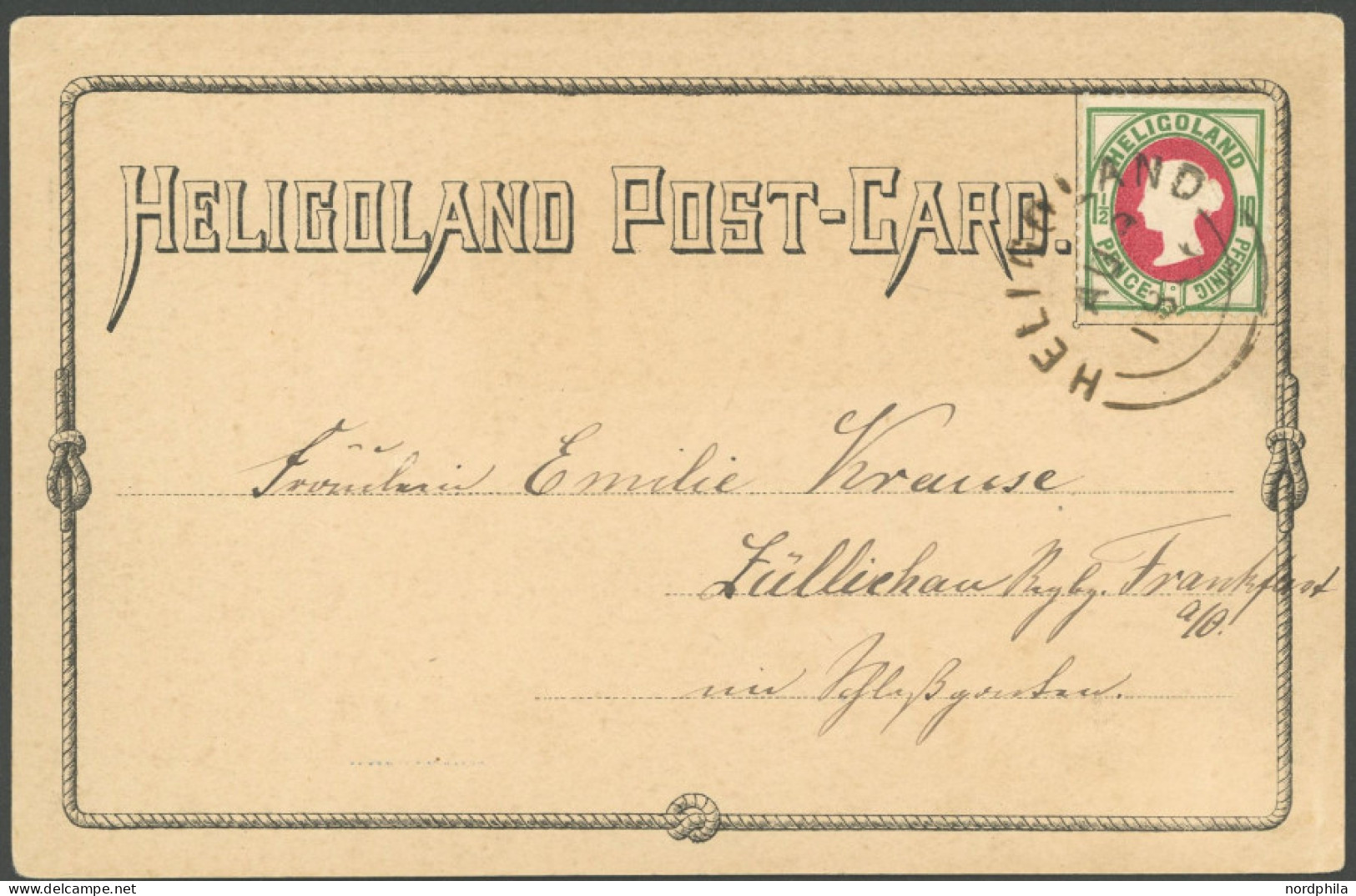 HELGOLAND 14b BRIEF, 1886, 10 Pf. Mittelgrün/mittellilakarmin, Einzelfrankatur Auf Ansichtskarte, Pracht, Gepr. Lemberge - Héligoland