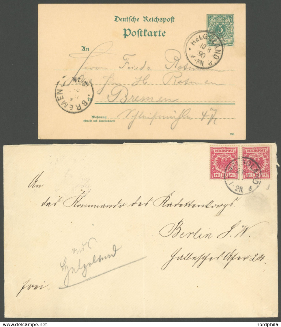 HELGOLAND DR BRIEF, 1890/95, 2 Belege Dt. Reich Mit Stempel HELGOLAND B, Feinst/Pracht - Helgoland