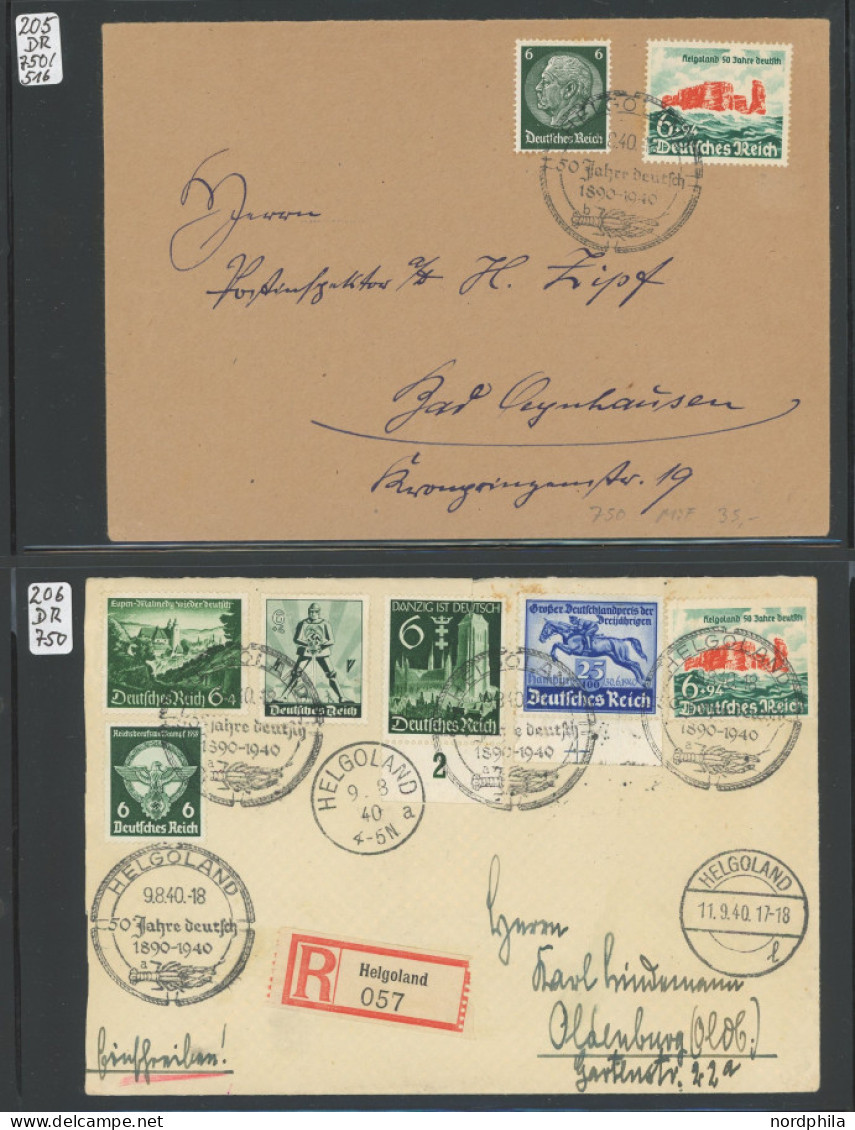 HELGOLAND 1936-1940, Interessante Partie Von 33 Belegen, Meist Frankatur Mit Dt. Reich Mi.Nr. 750, Auch Viele 6 Pf. Bild - Heligoland