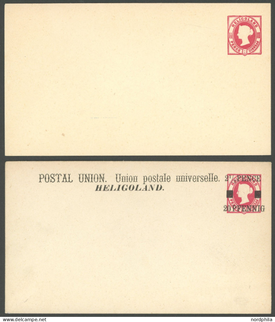 HELGOLAND U 1,2I BRIEF, 1875, 10 Pf. Rot Und 20 Pf. Auf 10 Pf. Rot, Pfennig In Gleichmäßigen Typen, Je Auf Ganzsachenums - Héligoland