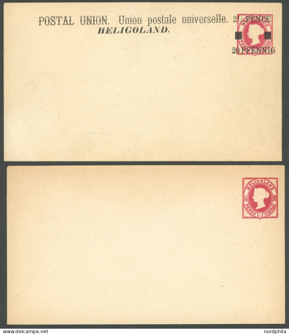 HELGOLAND U 1,2I BRIEF, 1875, 10 Pf. Rot Und 20 Pf. Auf 10 Pf. Rot, Pfennig In Gleichmäßigen Typen, Je Auf Ganzsachenums - Helgoland