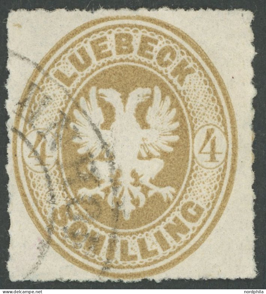 LÜBECK 12 O, 1863, 4 S. Mittelolivbraun, Pracht, Signiert, Mi. 130.- - Lubeck