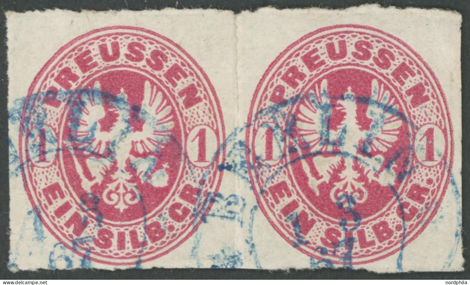 PREUSSEN 16III O, 1861, 1 Sgr. Rosa Mit Plattenfehler Innere Ovallinie Rechts Unter R Von SILB.GR Gebrochen, Im Waagerec - Afgestempeld