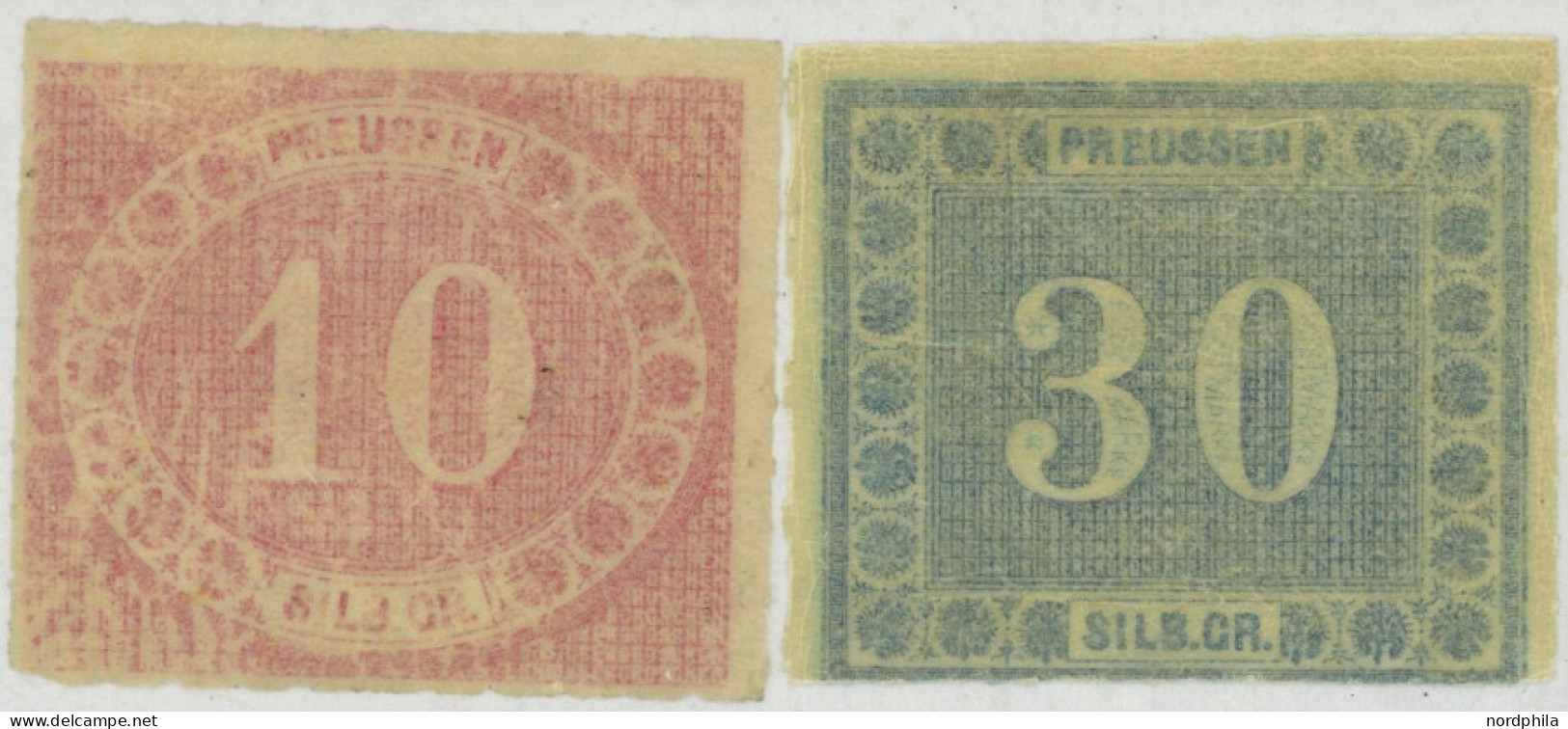 PREUSSEN 20/1 , 1866, 10 Und 30 Sgr., Kleine Mängel, Feinst, Mi. 220.- - Andere & Zonder Classificatie